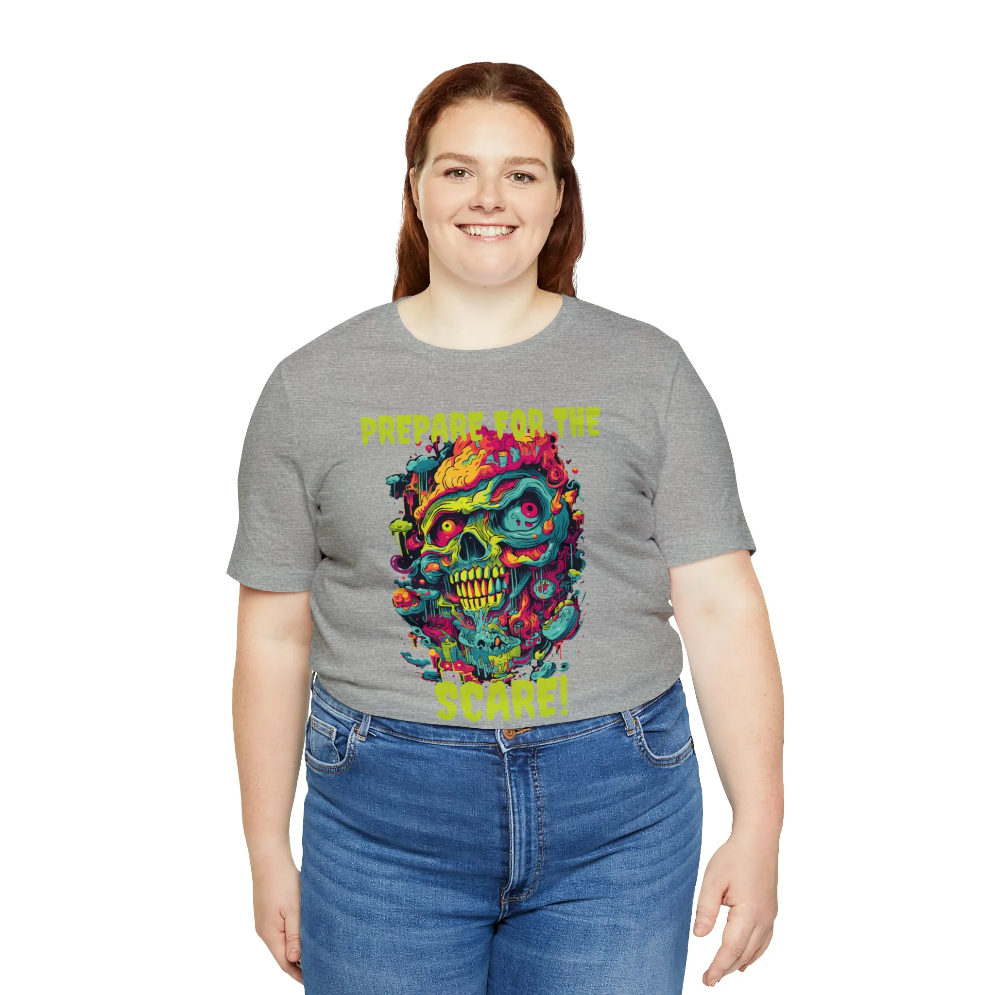 Prepare for the Scare T-Shirt | Psychedelic Scary Face Tee |  Bella Canvas 3001Unisex | Spooky Short Sleeve Tshirt