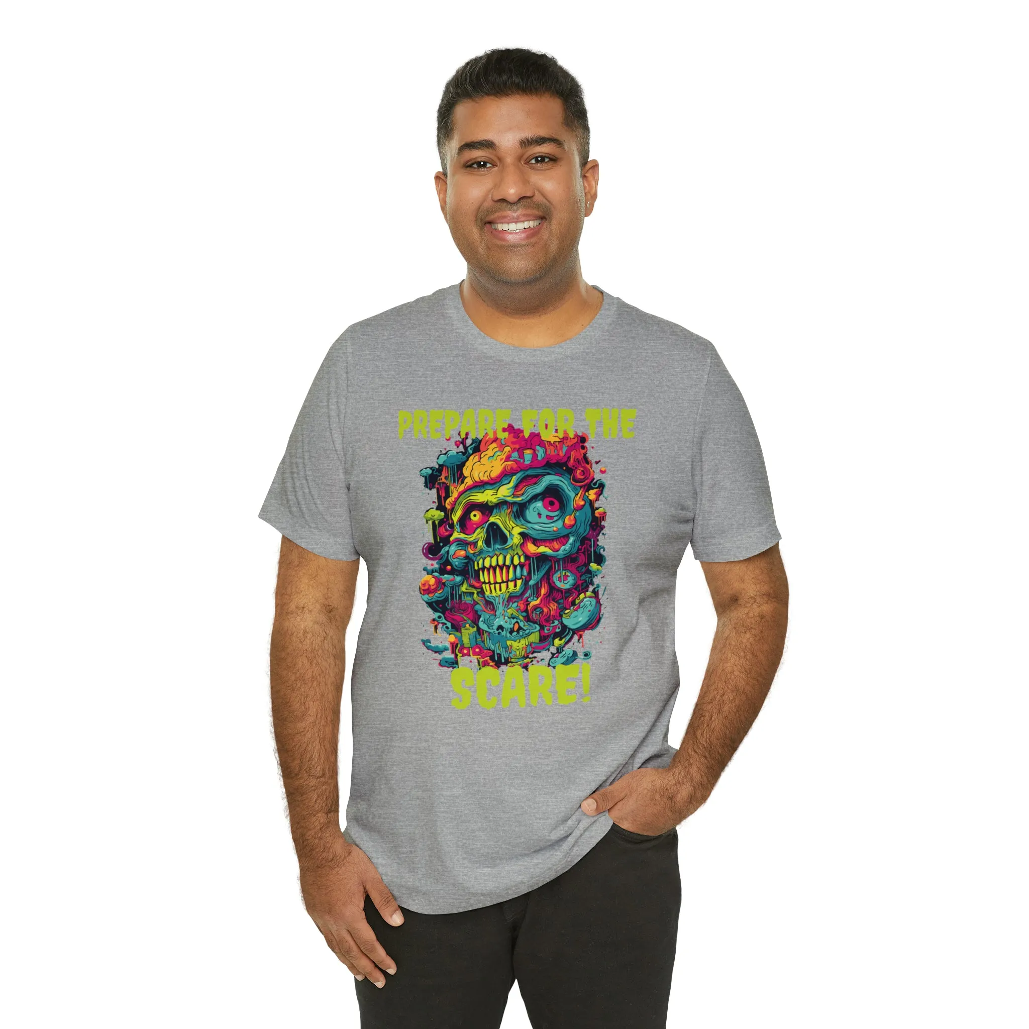 Prepare for the Scare T-Shirt | Psychedelic Scary Face Tee |  Bella Canvas 3001Unisex | Spooky Short Sleeve Tshirt