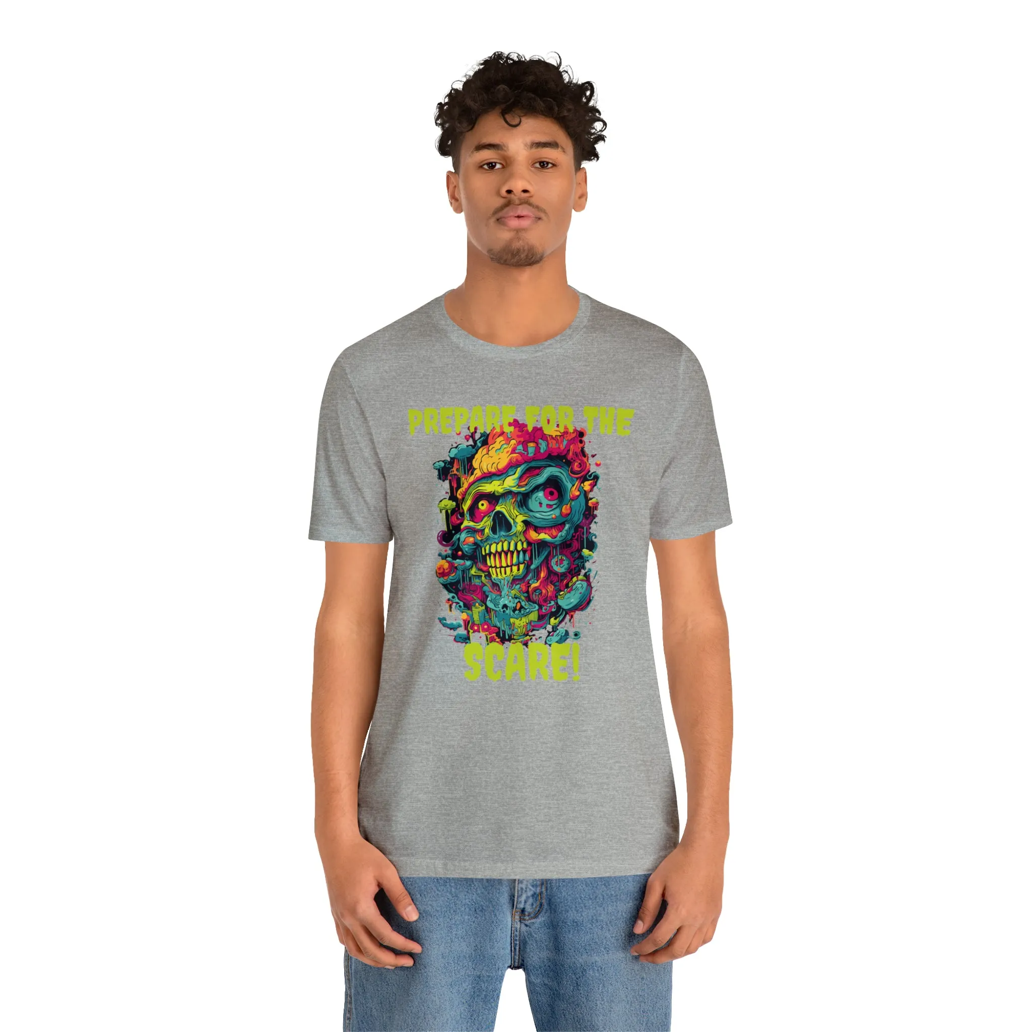 Prepare for the Scare T-Shirt | Psychedelic Scary Face Tee |  Bella Canvas 3001Unisex | Spooky Short Sleeve Tshirt