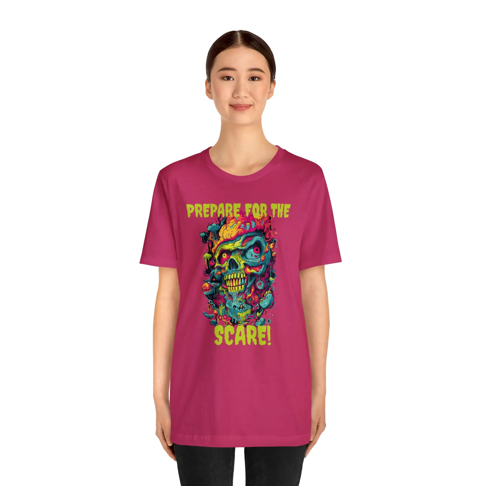 Prepare for the Scare T-Shirt | Psychedelic Scary Face Tee |  Bella Canvas 3001Unisex | Spooky Short Sleeve Tshirt