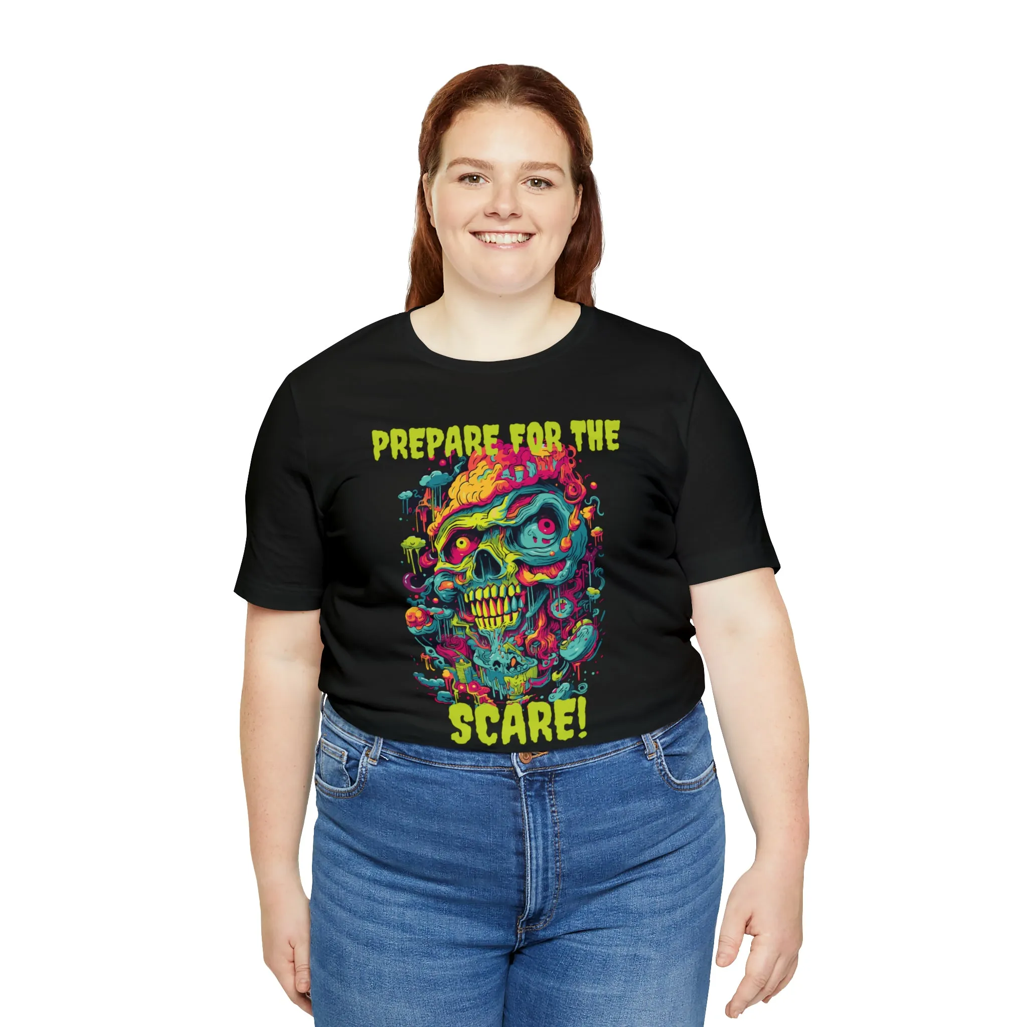 Prepare for the Scare T-Shirt | Psychedelic Scary Face Tee |  Bella Canvas 3001Unisex | Spooky Short Sleeve Tshirt