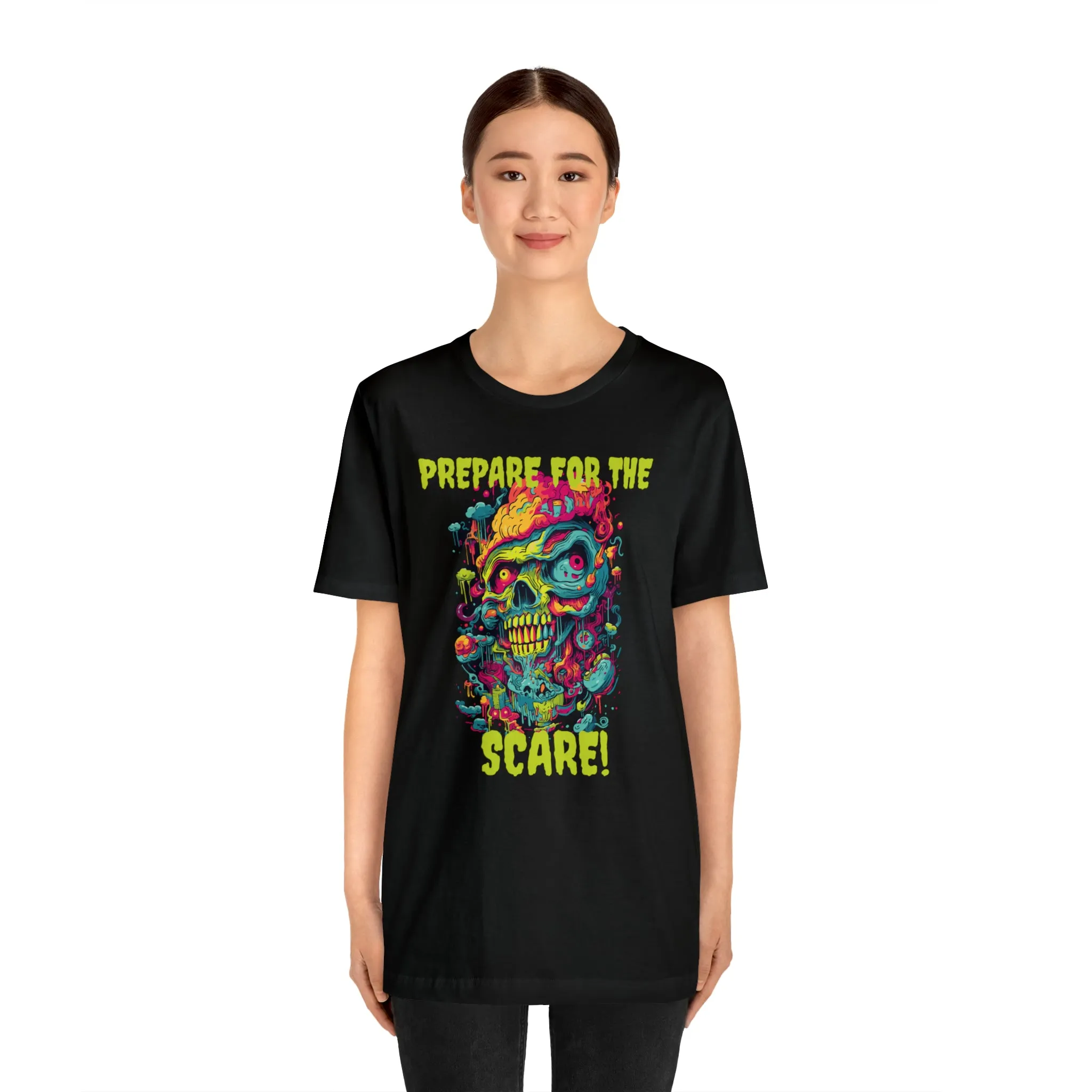 Prepare for the Scare T-Shirt | Psychedelic Scary Face Tee |  Bella Canvas 3001Unisex | Spooky Short Sleeve Tshirt