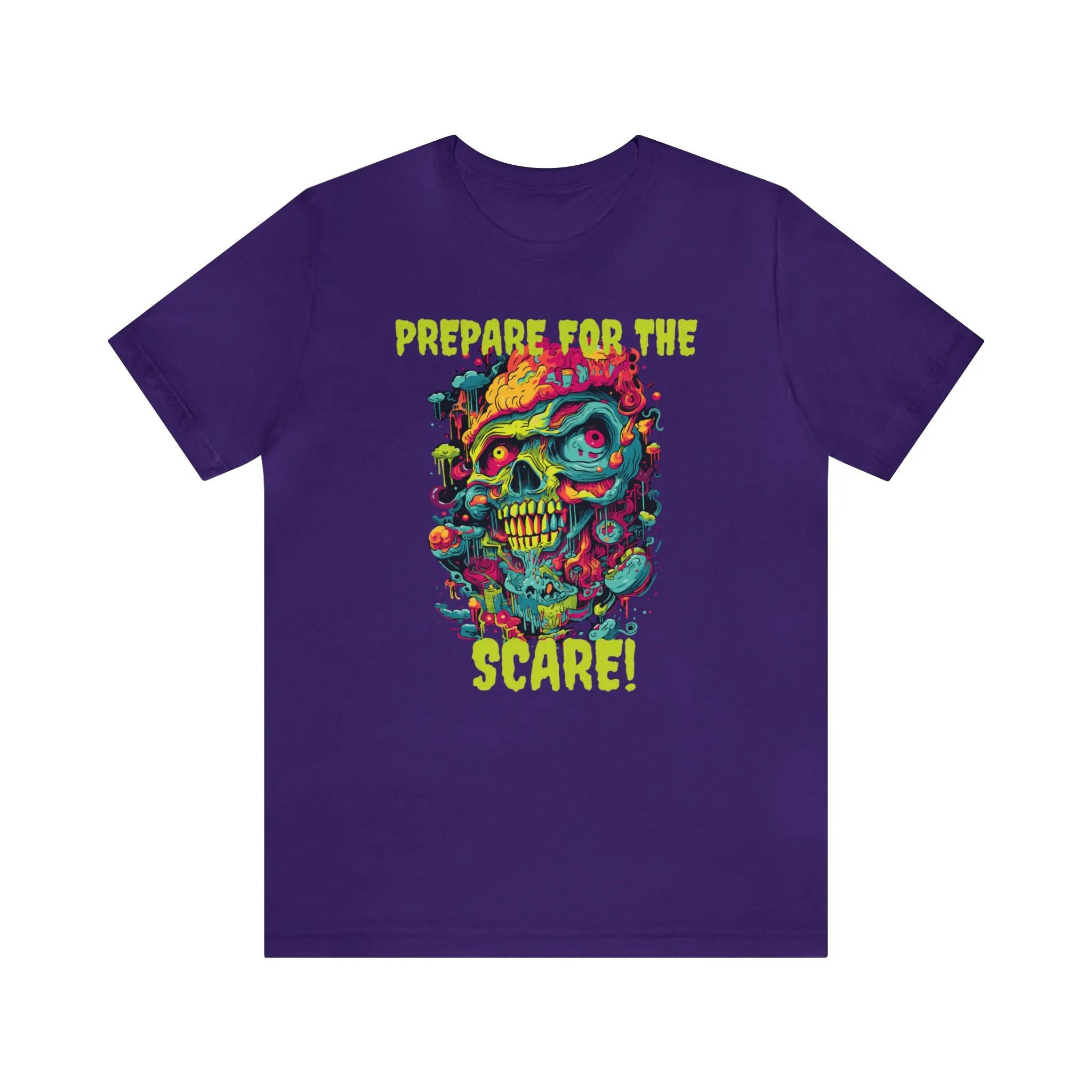 Prepare for the Scare T-Shirt | Psychedelic Scary Face Tee |  Bella Canvas 3001Unisex | Spooky Short Sleeve Tshirt