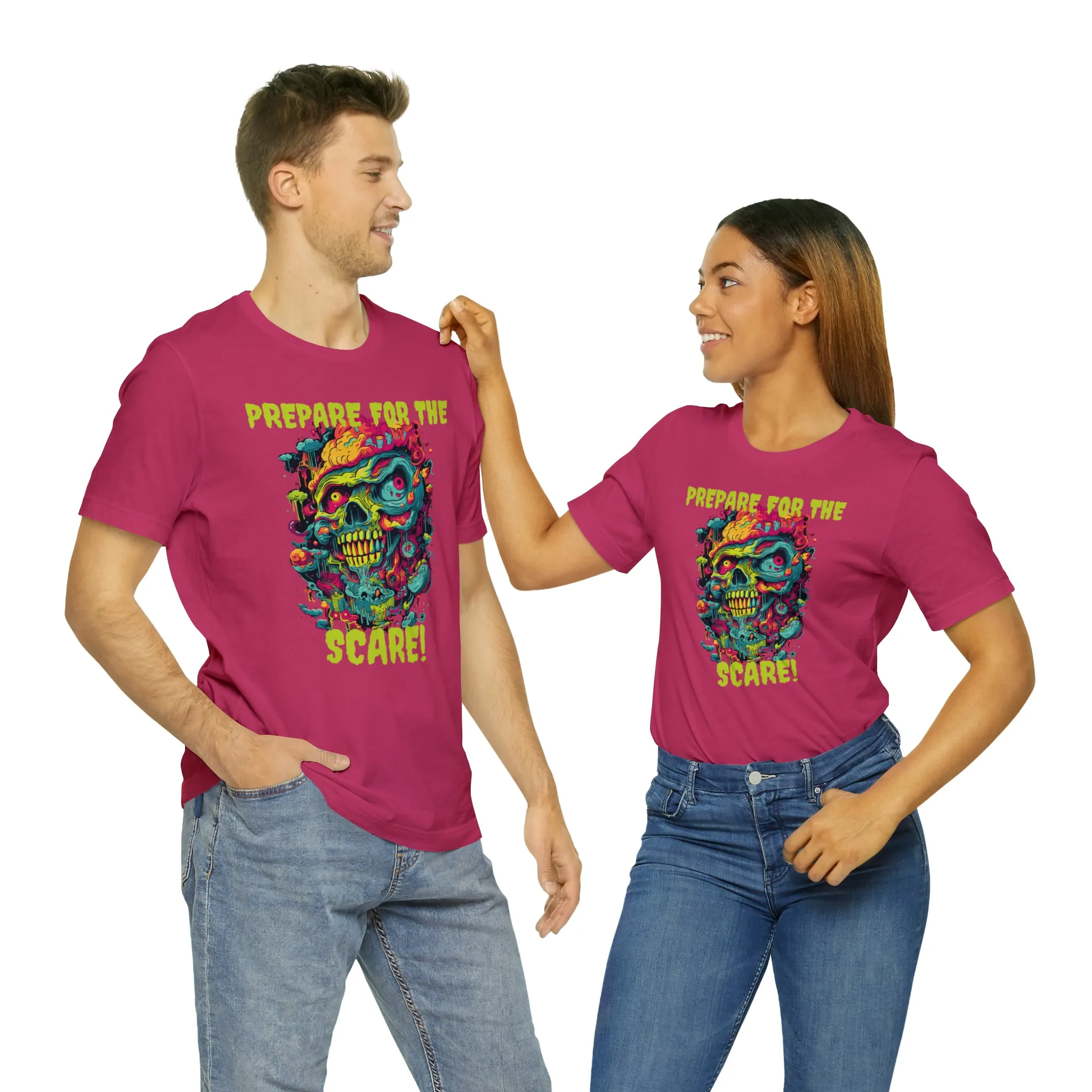 Prepare for the Scare T-Shirt | Psychedelic Scary Face Tee |  Bella Canvas 3001Unisex | Spooky Short Sleeve Tshirt