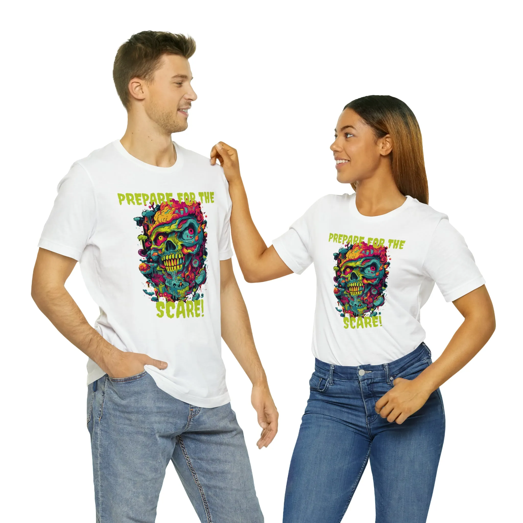 Prepare for the Scare T-Shirt | Psychedelic Scary Face Tee |  Bella Canvas 3001Unisex | Spooky Short Sleeve Tshirt