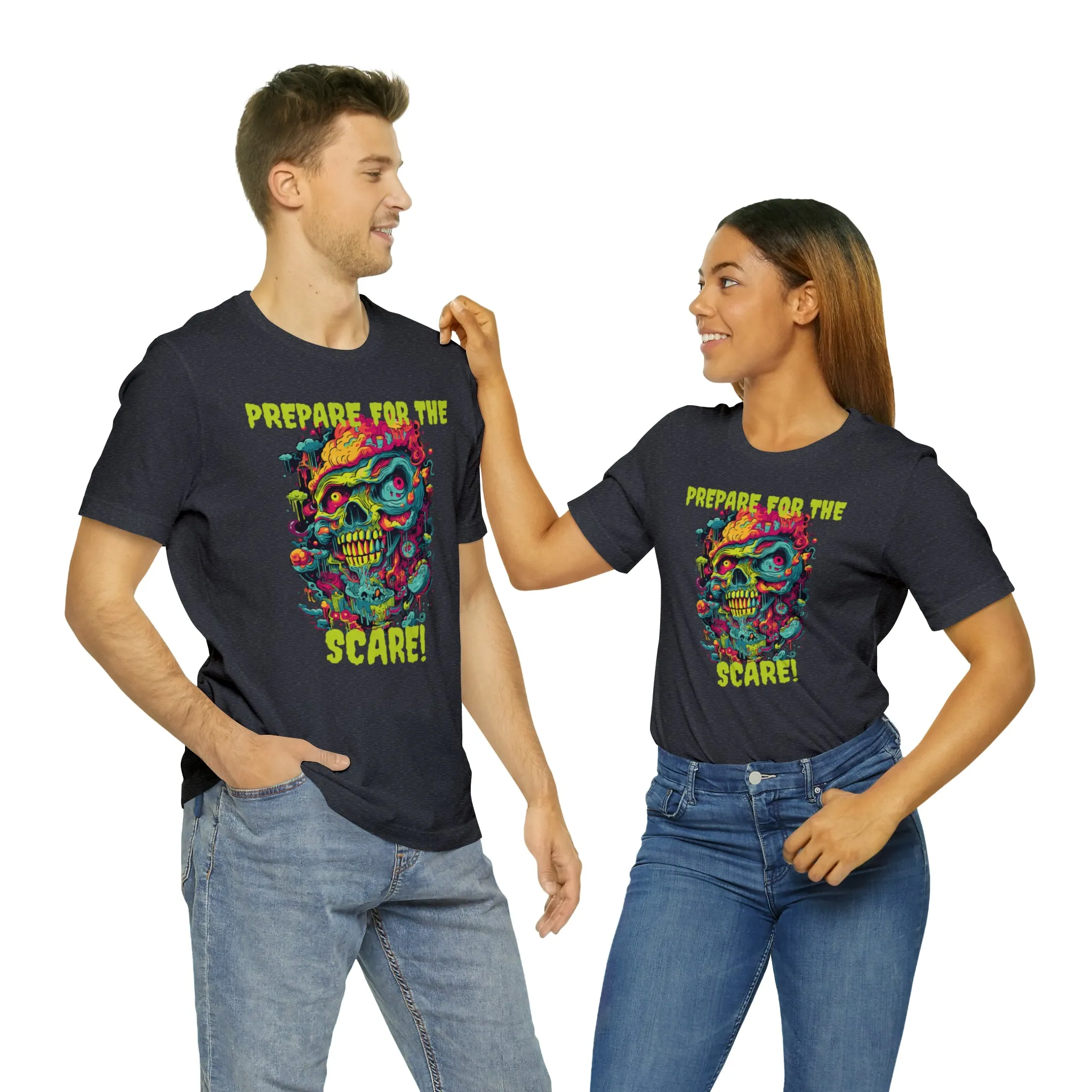 Prepare for the Scare T-Shirt | Psychedelic Scary Face Tee |  Bella Canvas 3001Unisex | Spooky Short Sleeve Tshirt