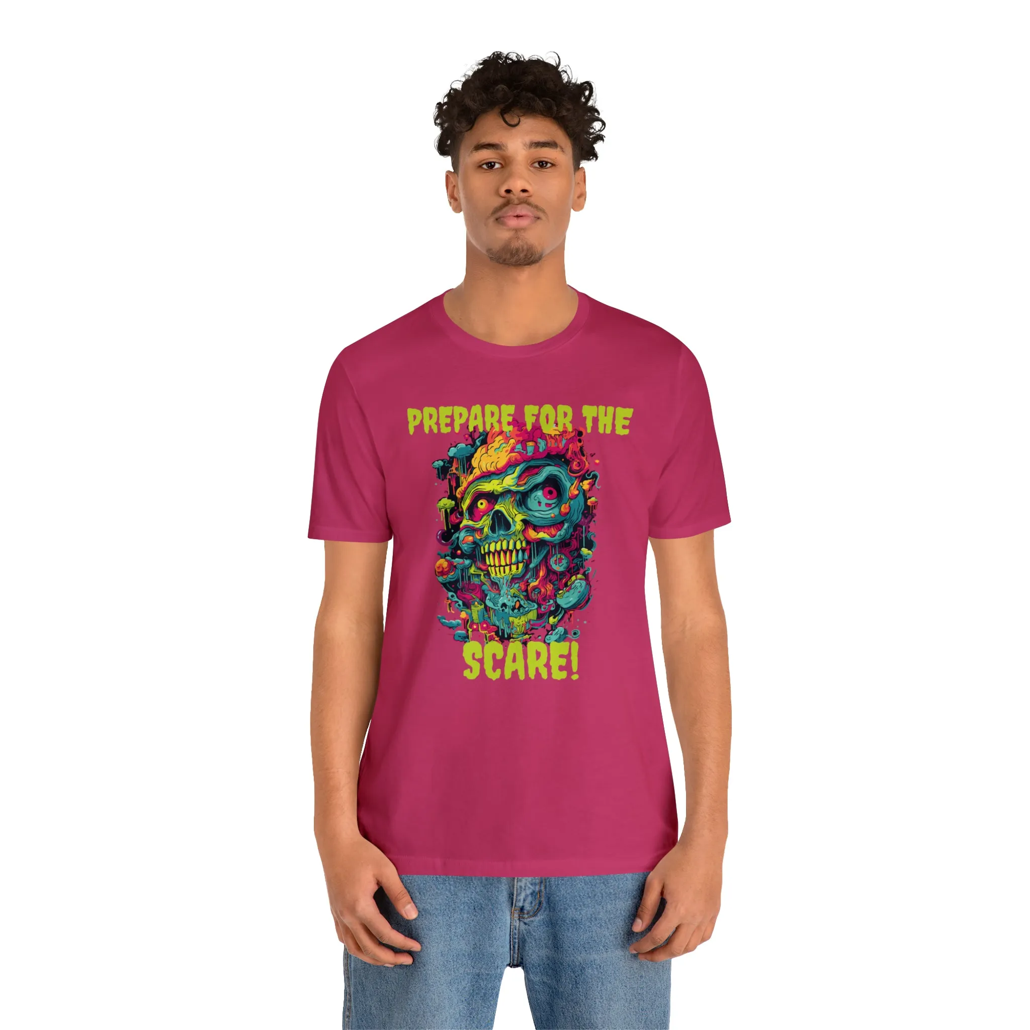 Prepare for the Scare T-Shirt | Psychedelic Scary Face Tee |  Bella Canvas 3001Unisex | Spooky Short Sleeve Tshirt
