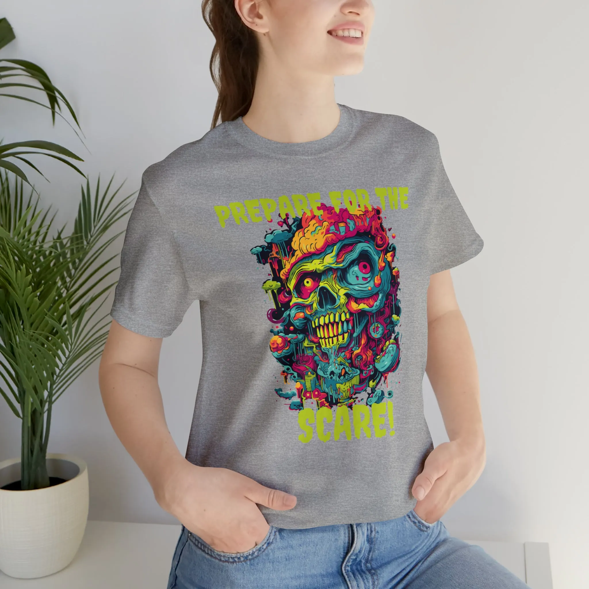 Prepare for the Scare T-Shirt | Psychedelic Scary Face Tee |  Bella Canvas 3001Unisex | Spooky Short Sleeve Tshirt