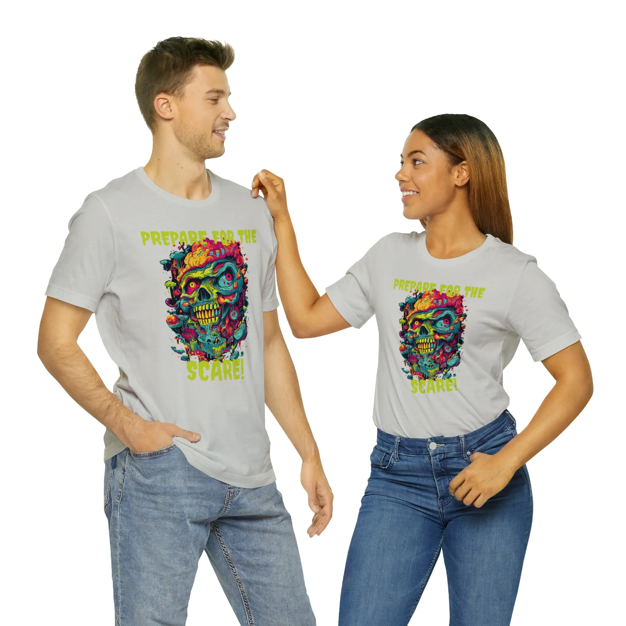 Prepare for the Scare T-Shirt | Psychedelic Scary Face Tee |  Bella Canvas 3001Unisex | Spooky Short Sleeve Tshirt
