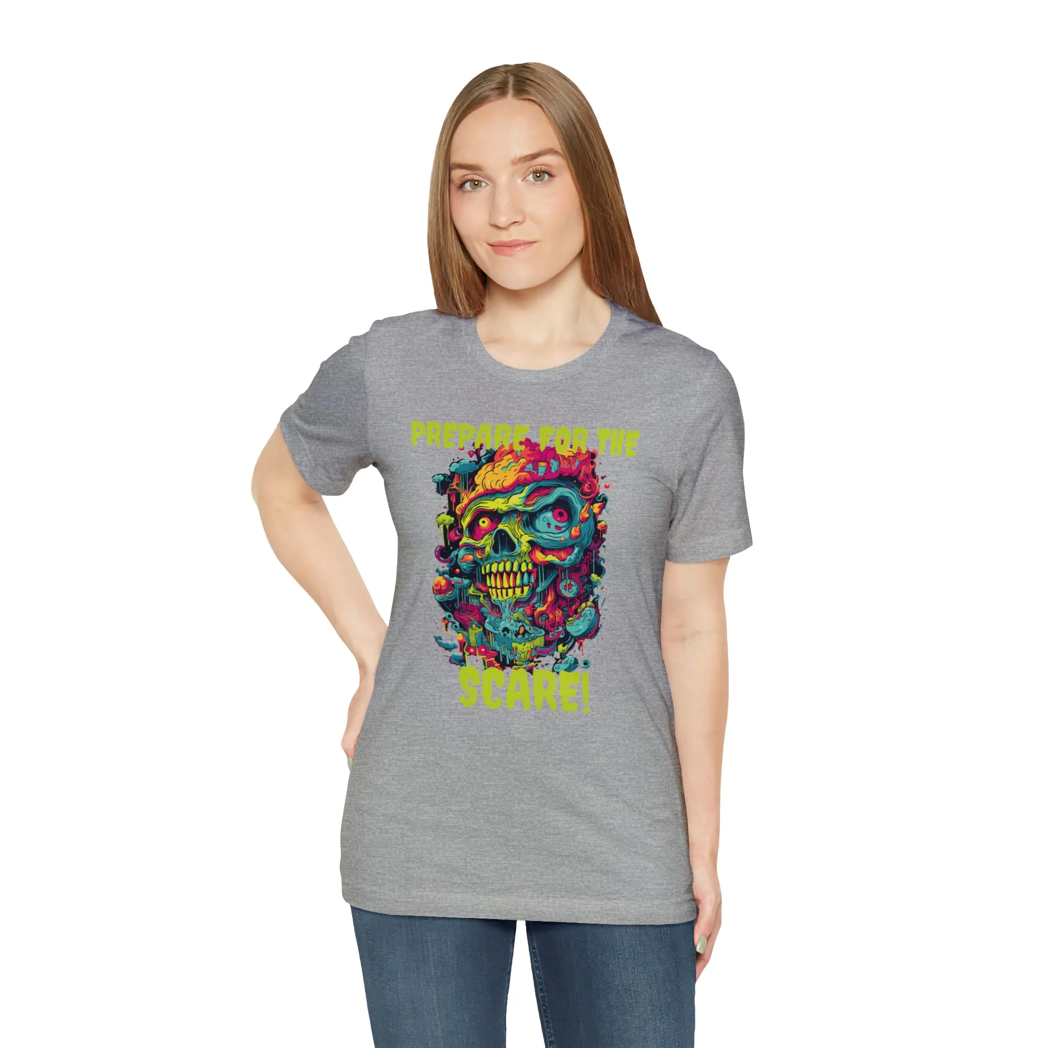 Prepare for the Scare T-Shirt | Psychedelic Scary Face Tee |  Bella Canvas 3001Unisex | Spooky Short Sleeve Tshirt