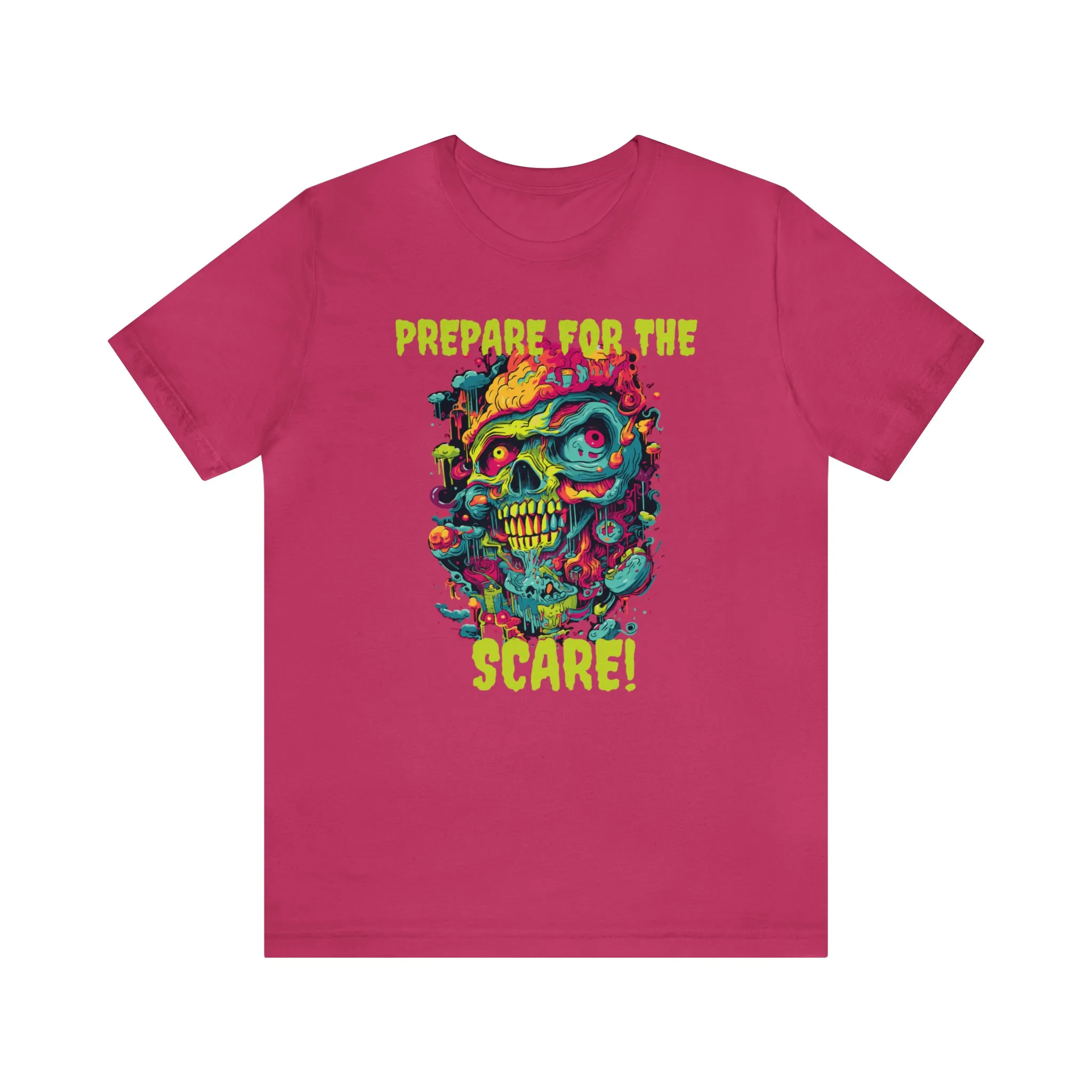 Prepare for the Scare T-Shirt | Psychedelic Scary Face Tee |  Bella Canvas 3001Unisex | Spooky Short Sleeve Tshirt