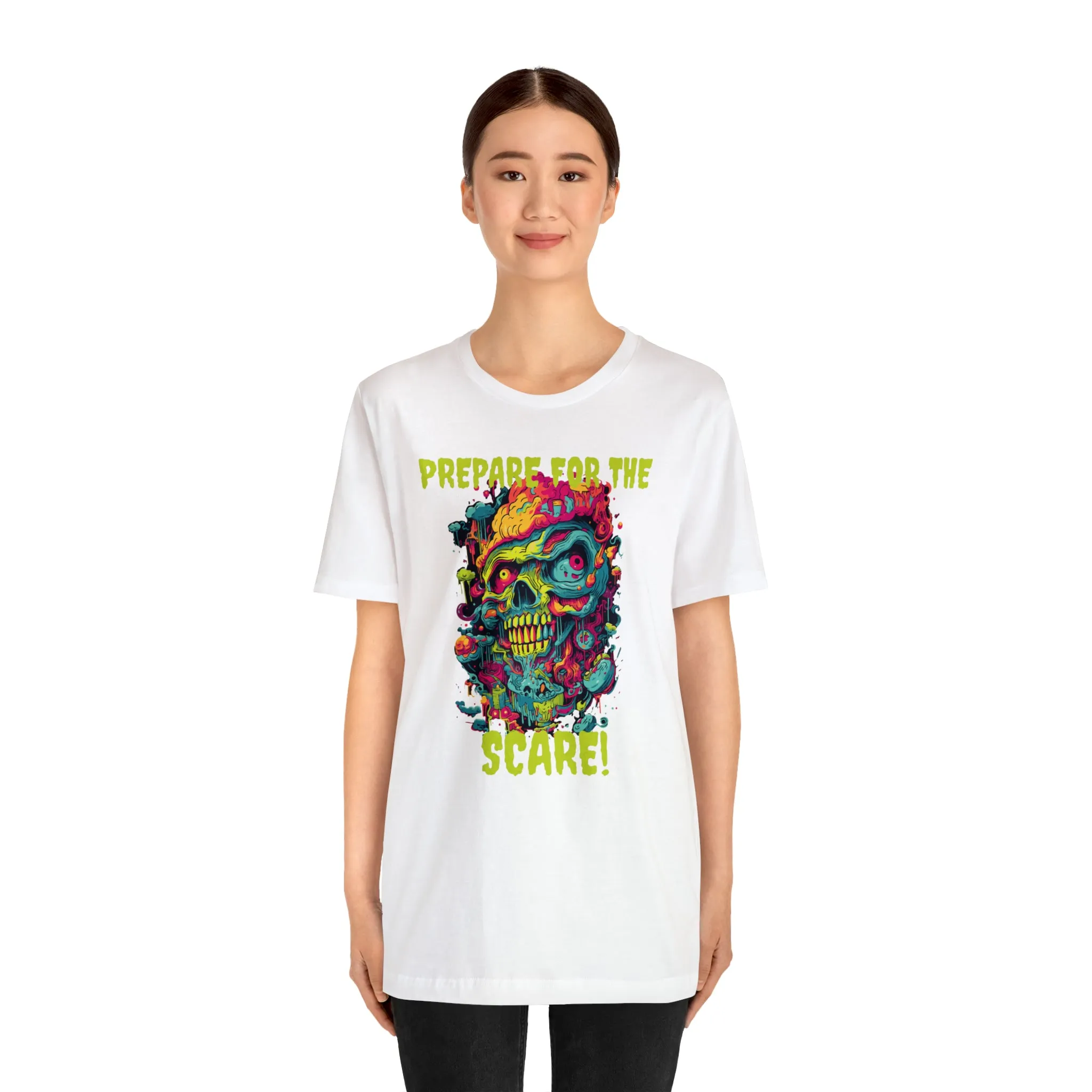 Prepare for the Scare T-Shirt | Psychedelic Scary Face Tee |  Bella Canvas 3001Unisex | Spooky Short Sleeve Tshirt