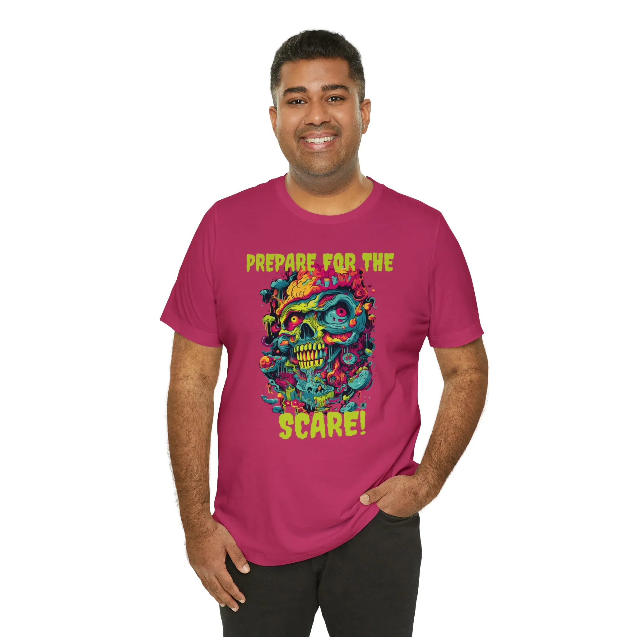 Prepare for the Scare T-Shirt | Psychedelic Scary Face Tee |  Bella Canvas 3001Unisex | Spooky Short Sleeve Tshirt
