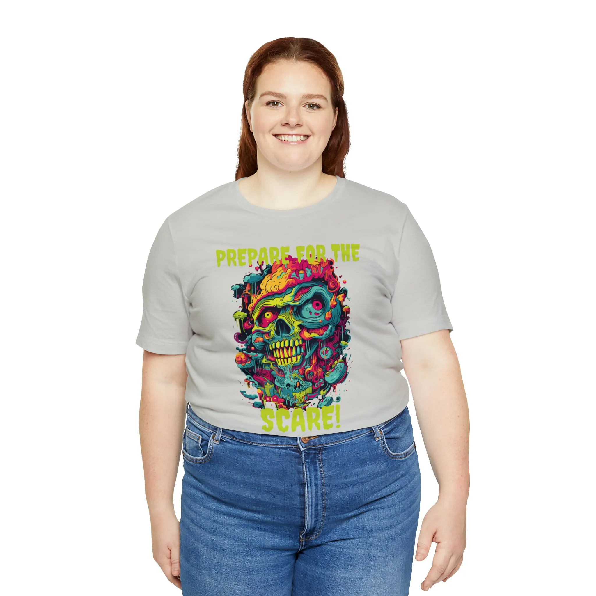 Prepare for the Scare T-Shirt | Psychedelic Scary Face Tee |  Bella Canvas 3001Unisex | Spooky Short Sleeve Tshirt