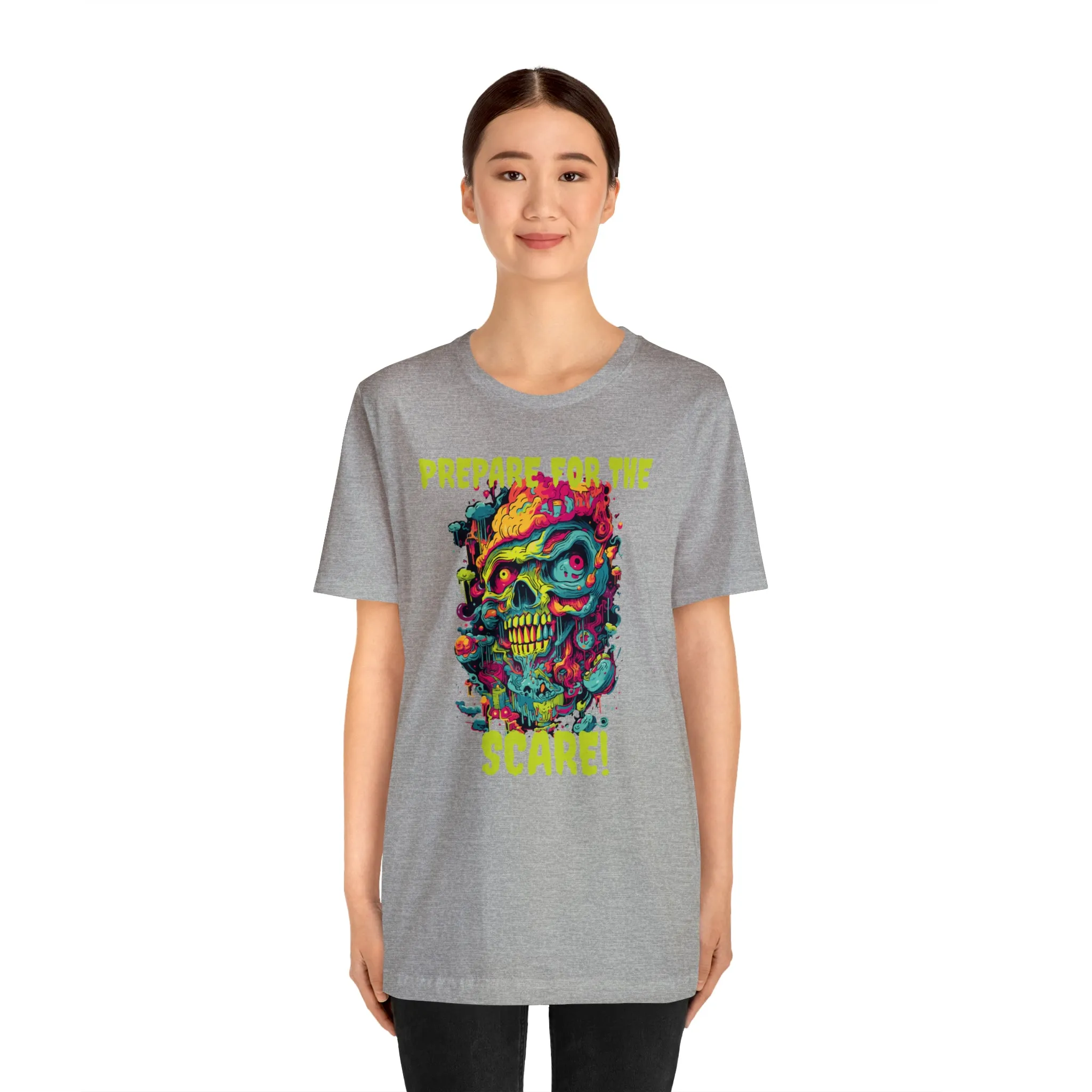 Prepare for the Scare T-Shirt | Psychedelic Scary Face Tee |  Bella Canvas 3001Unisex | Spooky Short Sleeve Tshirt