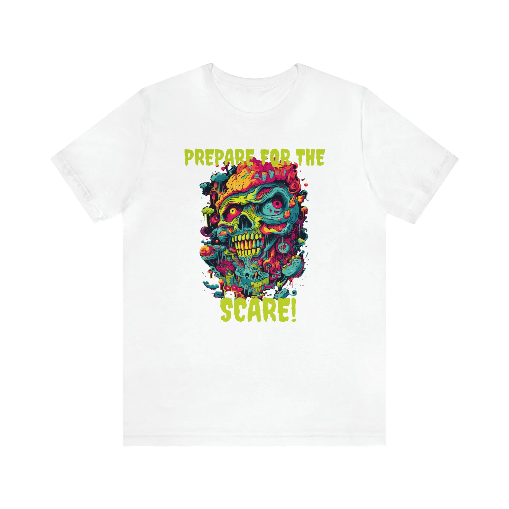 Prepare for the Scare T-Shirt | Psychedelic Scary Face Tee |  Bella Canvas 3001Unisex | Spooky Short Sleeve Tshirt