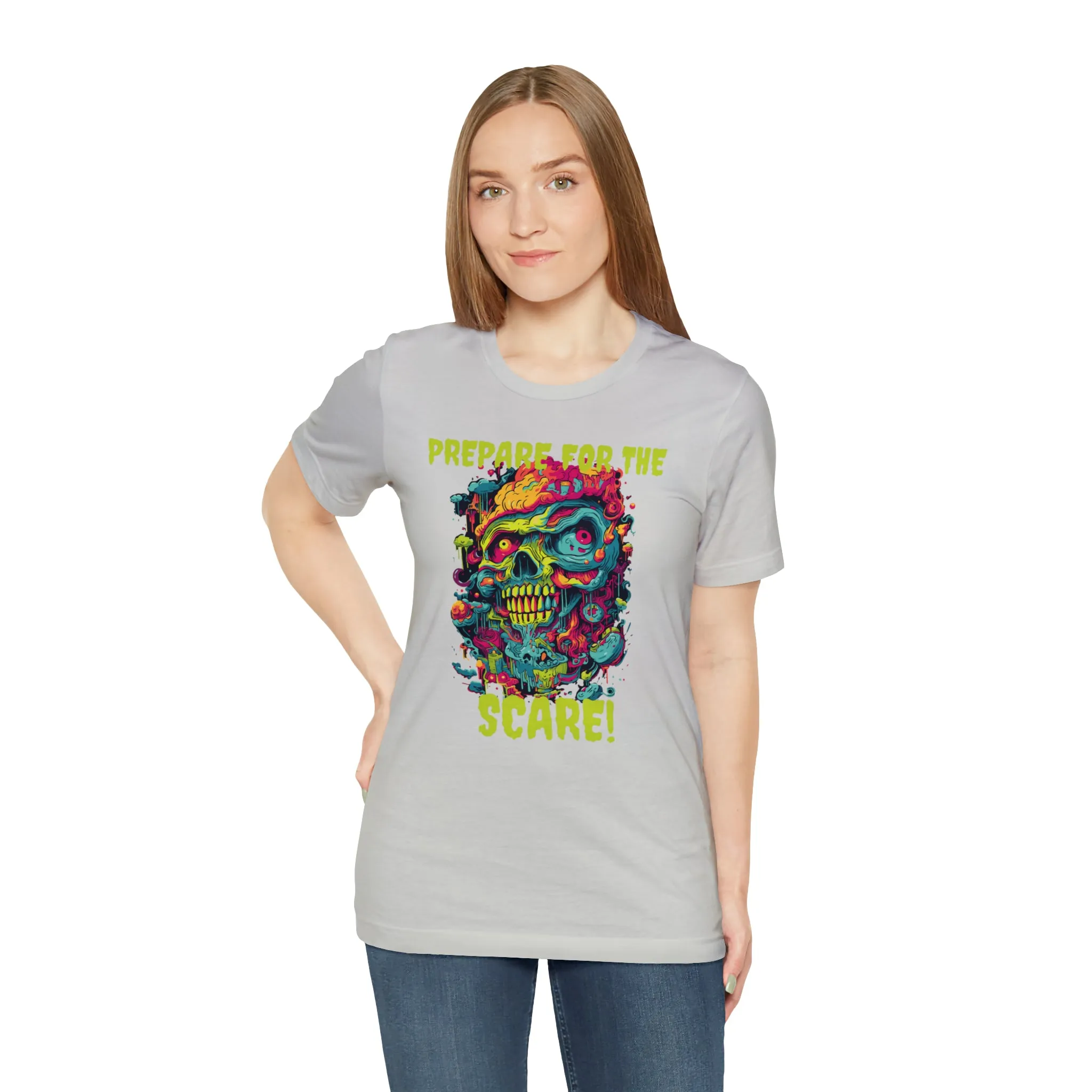 Prepare for the Scare T-Shirt | Psychedelic Scary Face Tee |  Bella Canvas 3001Unisex | Spooky Short Sleeve Tshirt