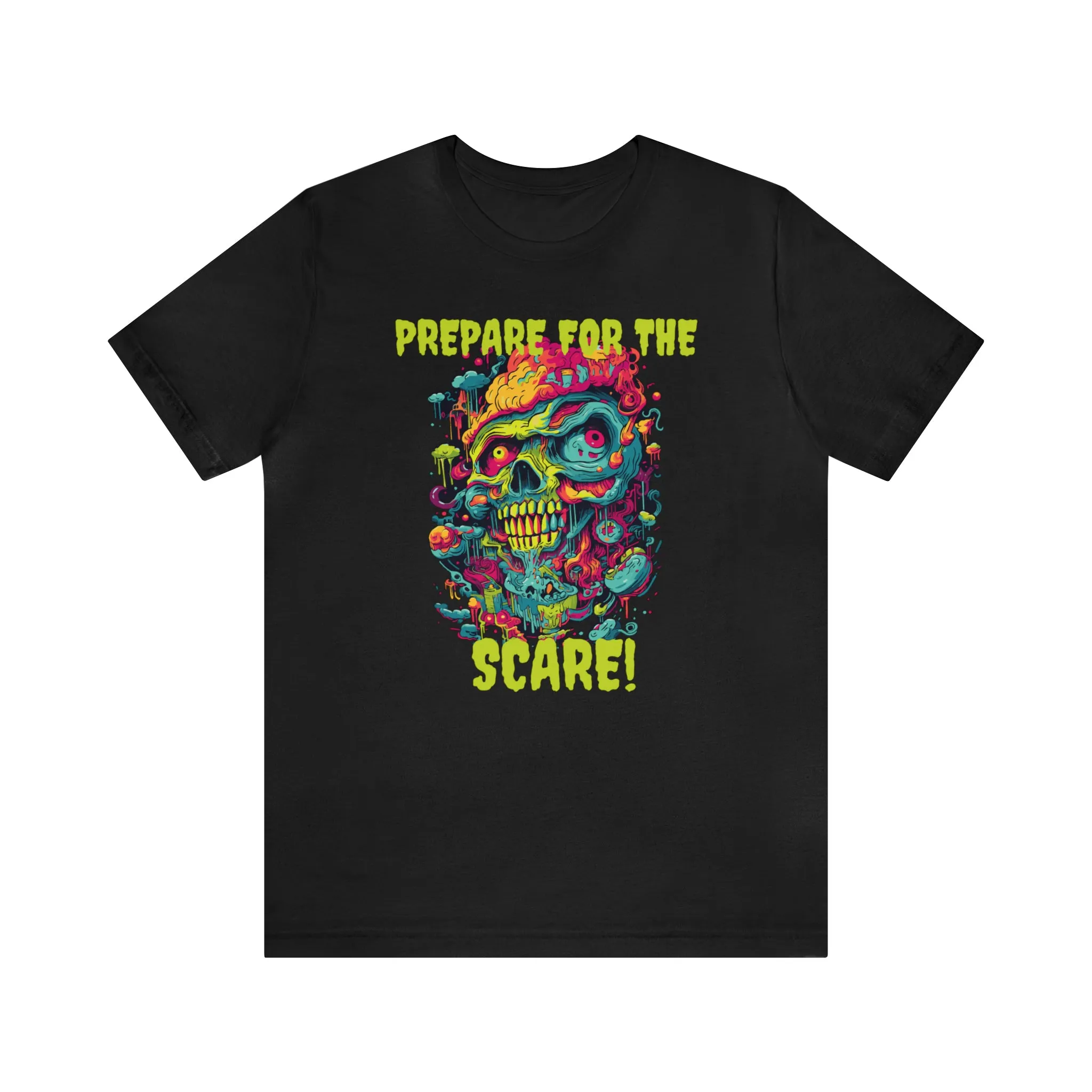 Prepare for the Scare T-Shirt | Psychedelic Scary Face Tee |  Bella Canvas 3001Unisex | Spooky Short Sleeve Tshirt