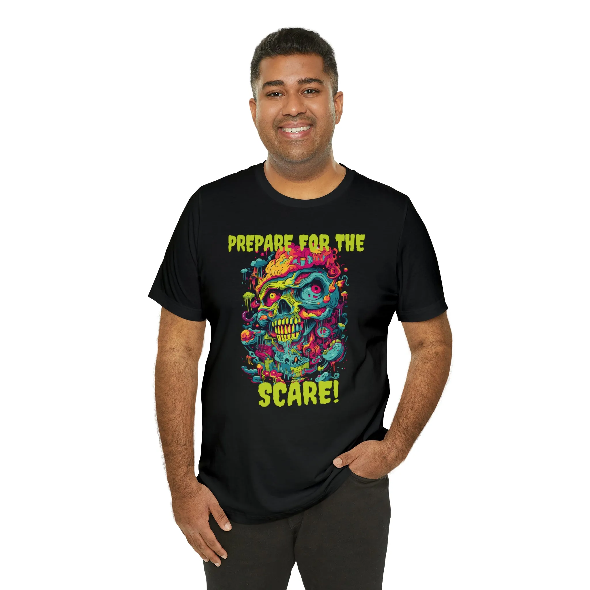 Prepare for the Scare T-Shirt | Psychedelic Scary Face Tee |  Bella Canvas 3001Unisex | Spooky Short Sleeve Tshirt