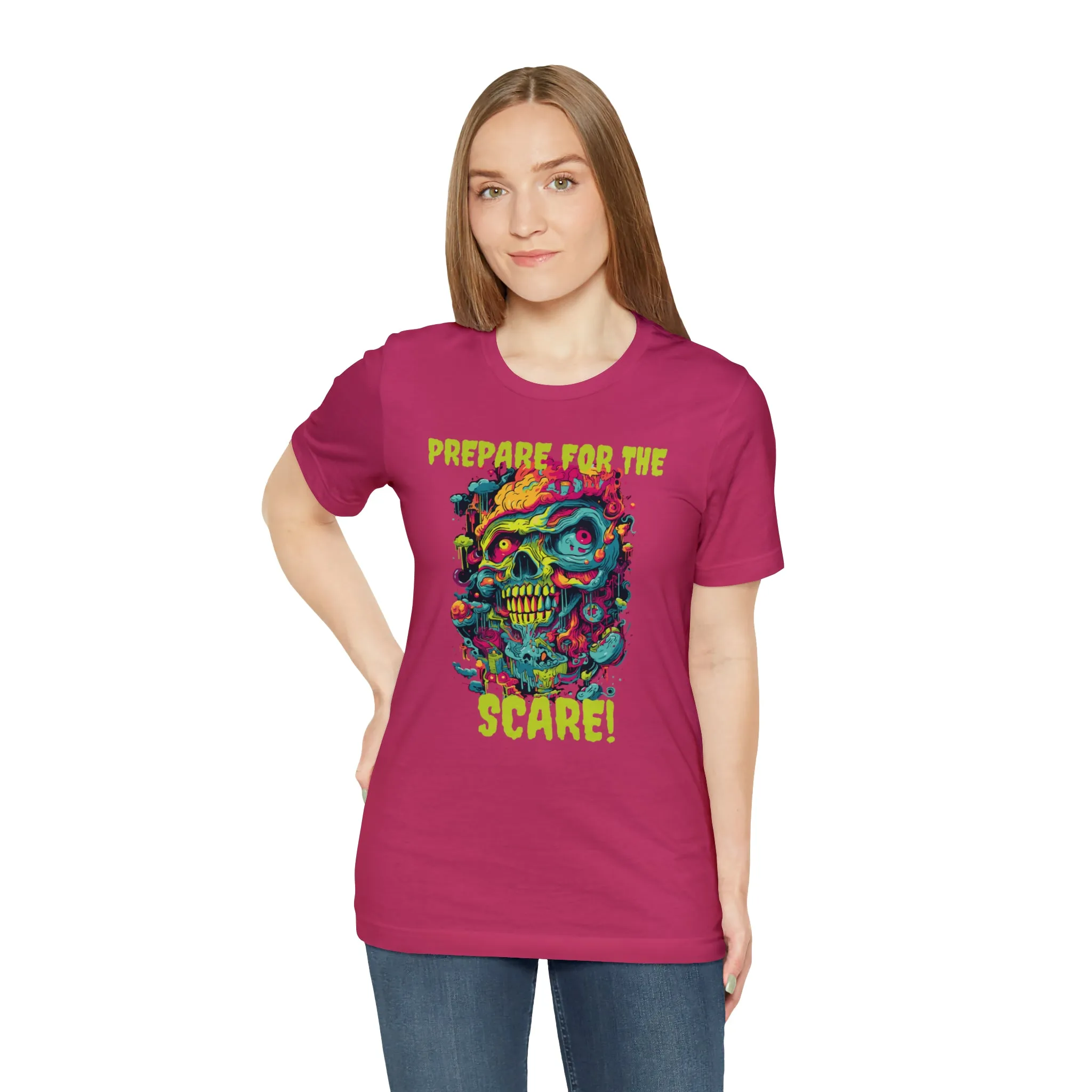 Prepare for the Scare T-Shirt | Psychedelic Scary Face Tee |  Bella Canvas 3001Unisex | Spooky Short Sleeve Tshirt