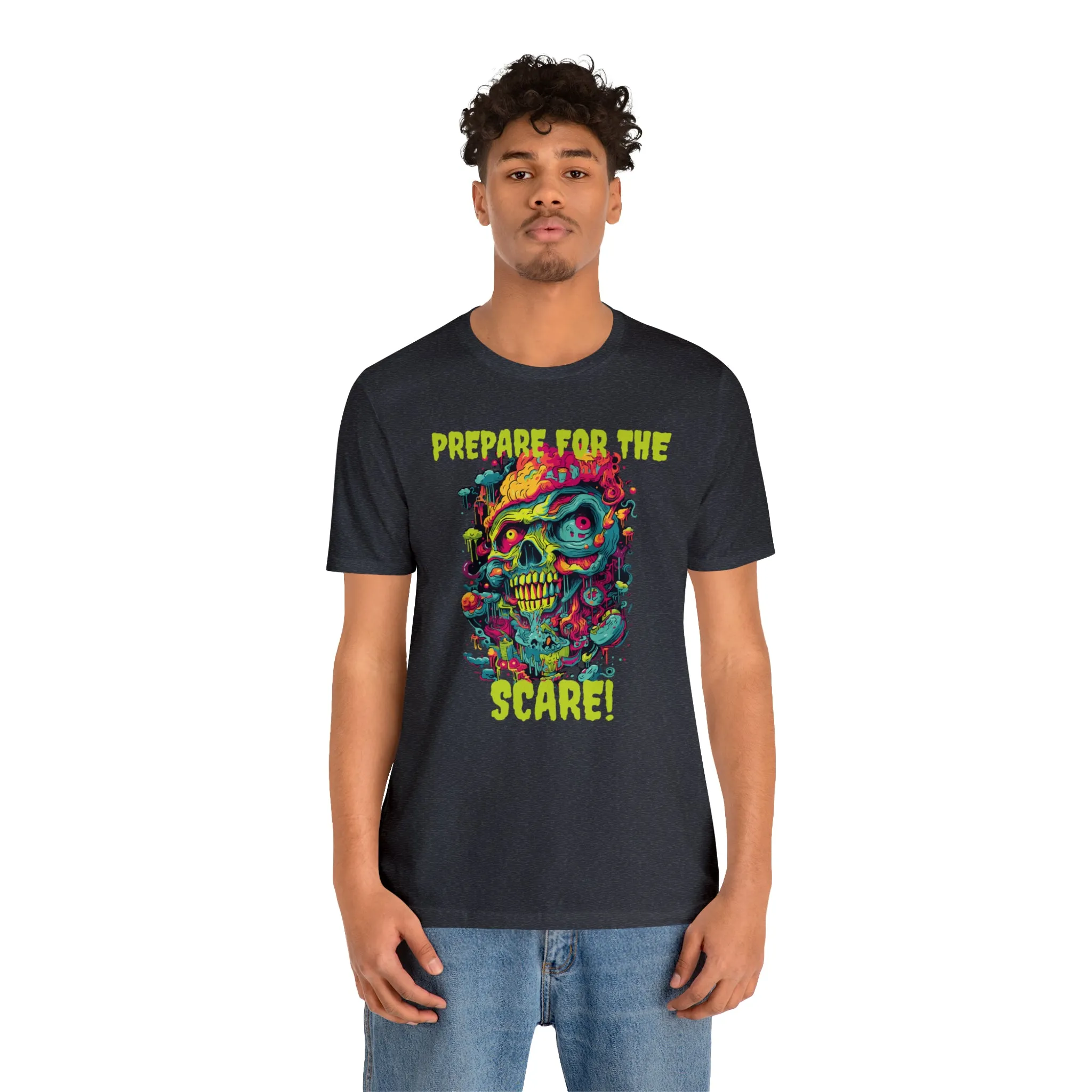 Prepare for the Scare T-Shirt | Psychedelic Scary Face Tee |  Bella Canvas 3001Unisex | Spooky Short Sleeve Tshirt