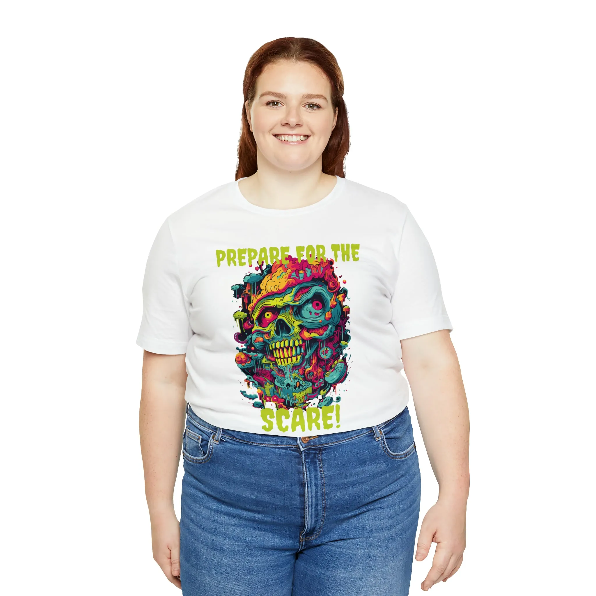 Prepare for the Scare T-Shirt | Psychedelic Scary Face Tee |  Bella Canvas 3001Unisex | Spooky Short Sleeve Tshirt