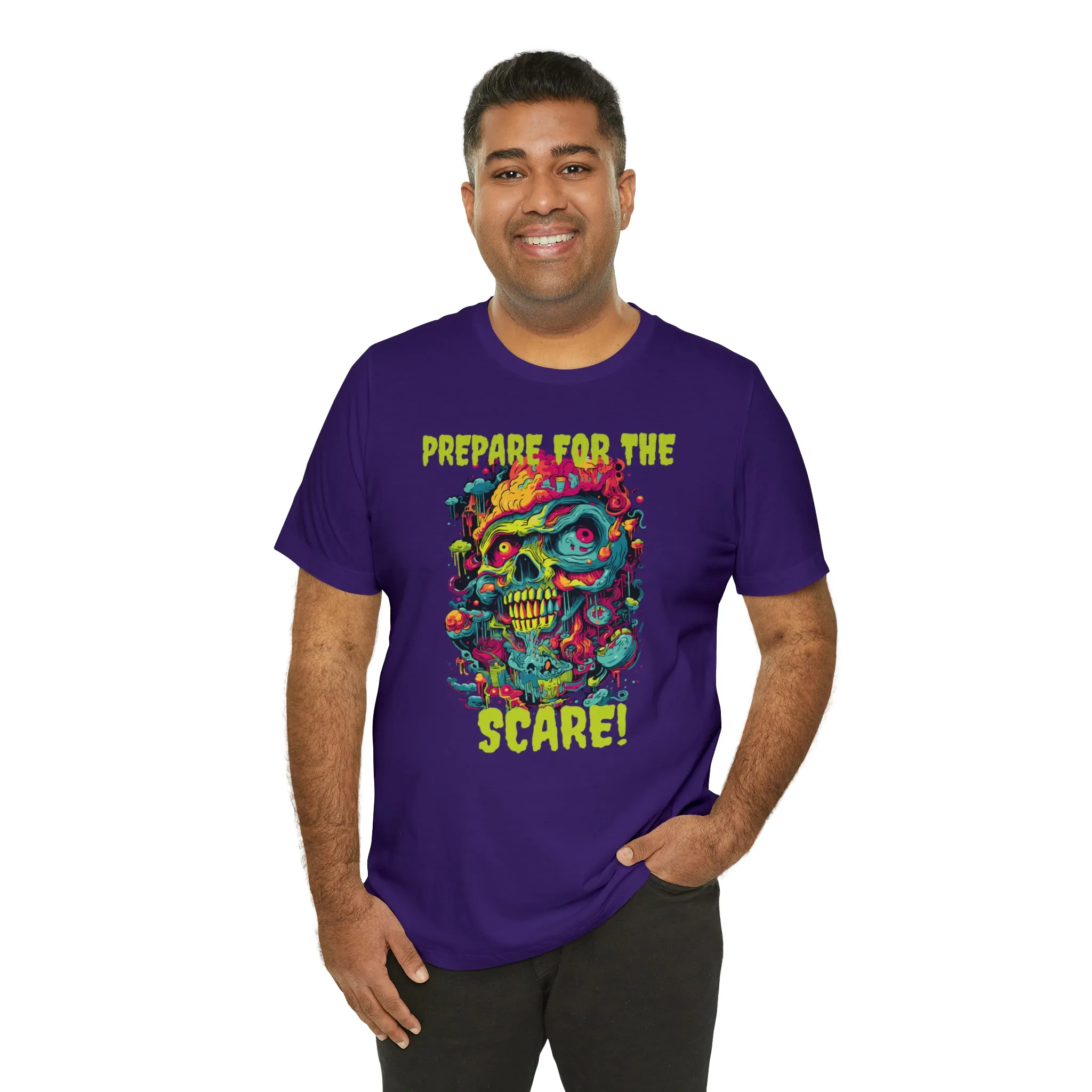 Prepare for the Scare T-Shirt | Psychedelic Scary Face Tee |  Bella Canvas 3001Unisex | Spooky Short Sleeve Tshirt