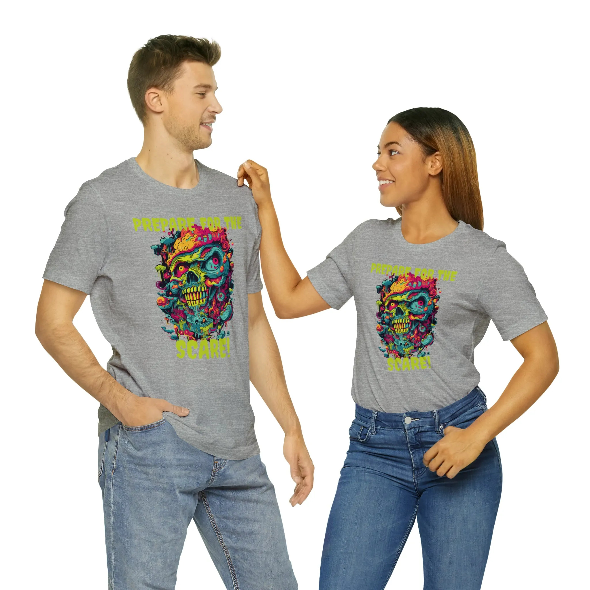 Prepare for the Scare T-Shirt | Psychedelic Scary Face Tee |  Bella Canvas 3001Unisex | Spooky Short Sleeve Tshirt