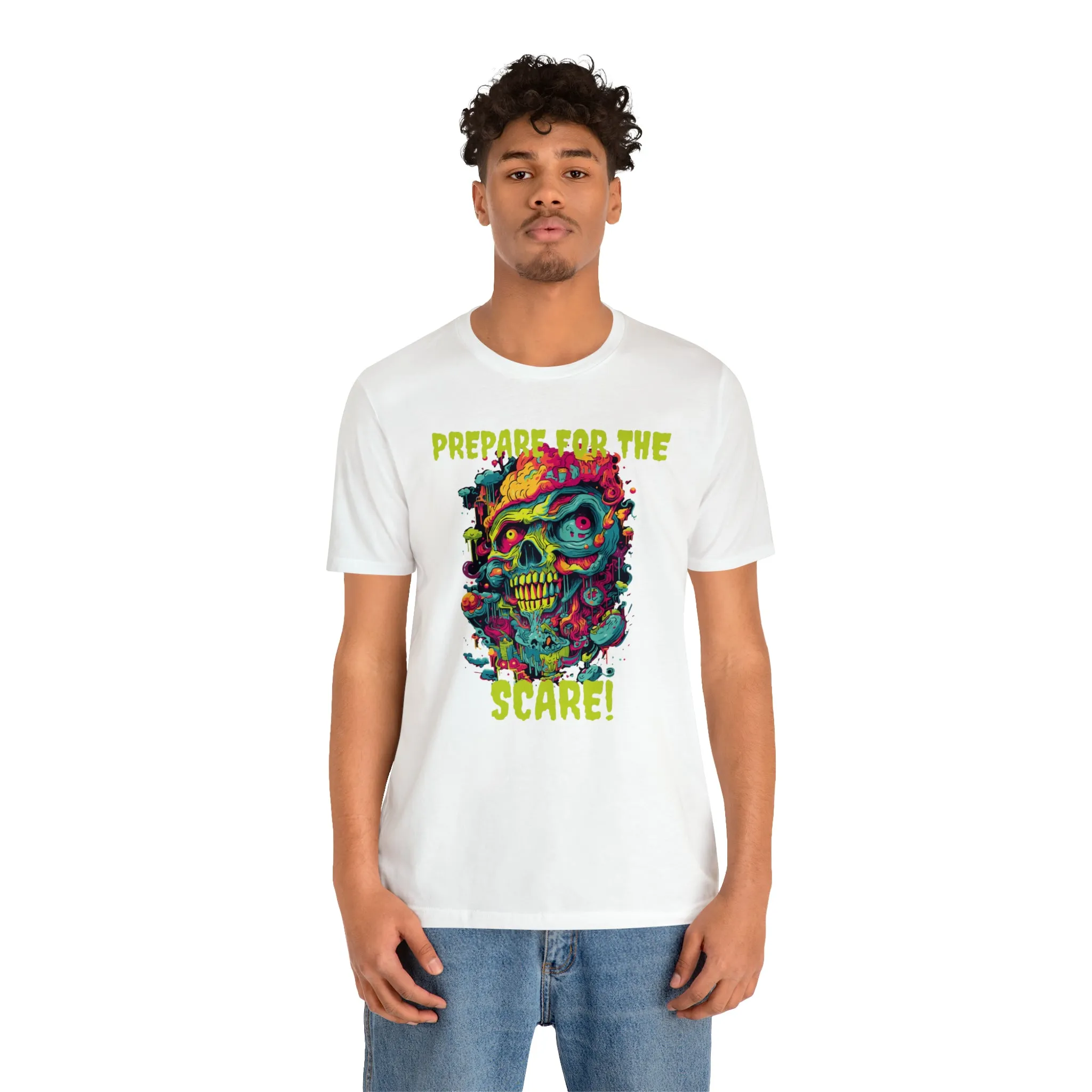 Prepare for the Scare T-Shirt | Psychedelic Scary Face Tee |  Bella Canvas 3001Unisex | Spooky Short Sleeve Tshirt