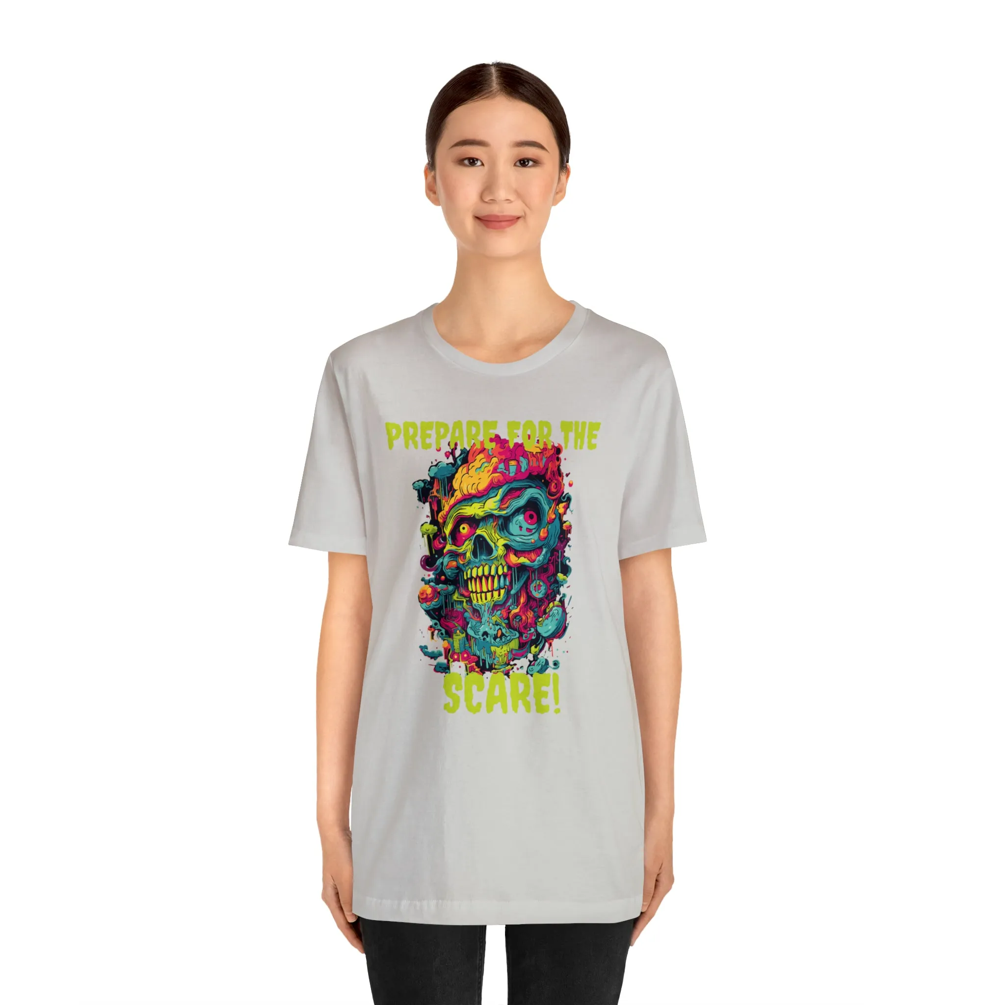Prepare for the Scare T-Shirt | Psychedelic Scary Face Tee |  Bella Canvas 3001Unisex | Spooky Short Sleeve Tshirt