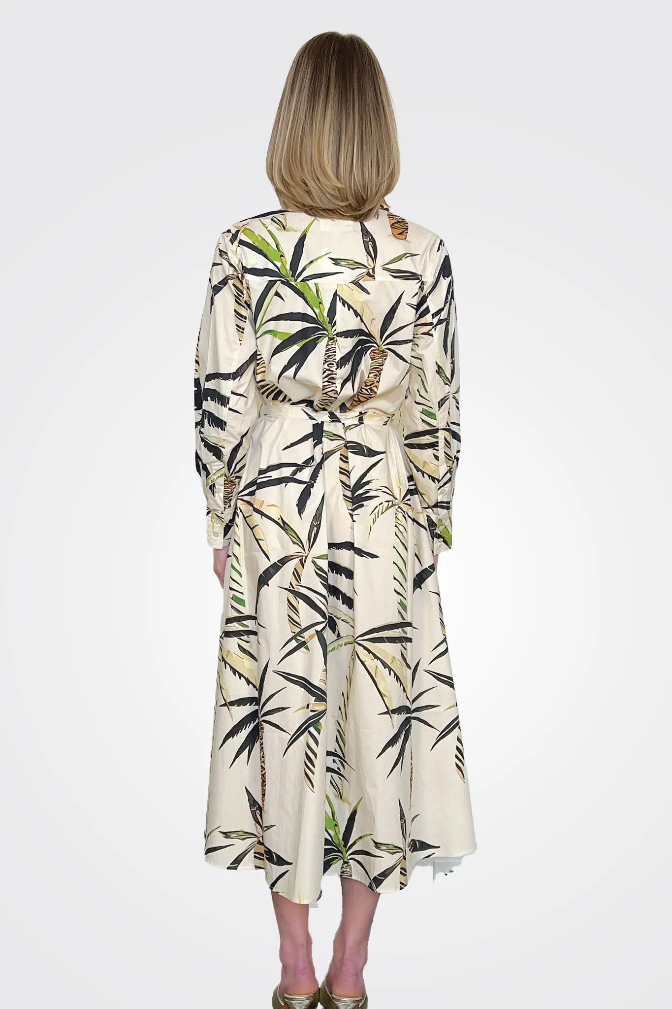 Printed Shirt Dress - Ivory Palm