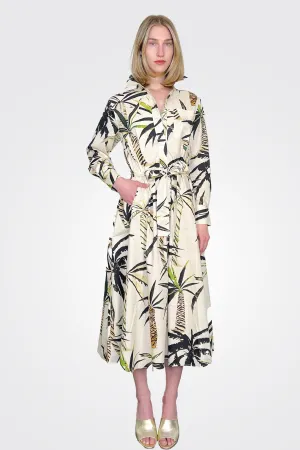 Printed Shirt Dress - Ivory Palm