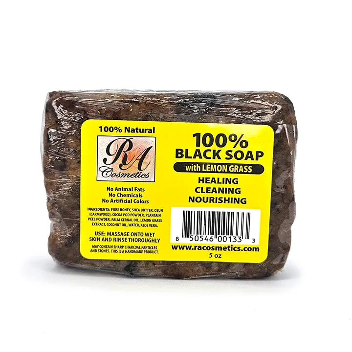 RA COSMETICS 100% African Black Soap Bar - Lemongrass