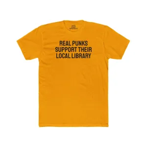Real Punks Support Their Local Library - Unisex Cotton Crew Tee