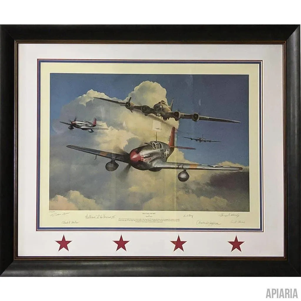 Richard Taylor Hand-Signed by Six Tuskegee Airmen "Red Tail Escorts"