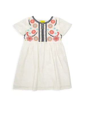 ROBERTA ROLLER RABBIT Girls White/Coral Sylvie Dress $75 NEW