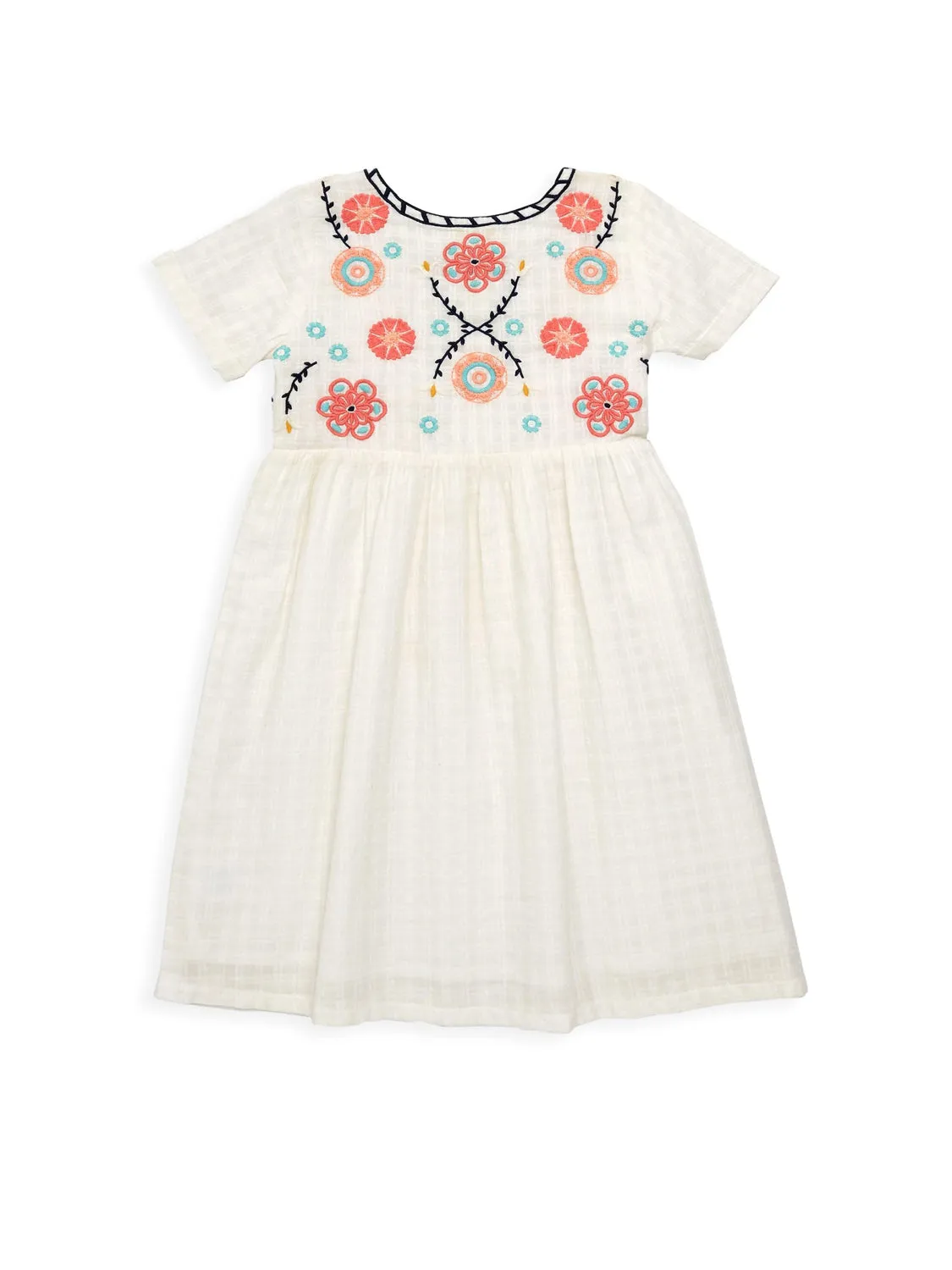 ROBERTA ROLLER RABBIT Girls White/Coral Sylvie Dress $75 NEW