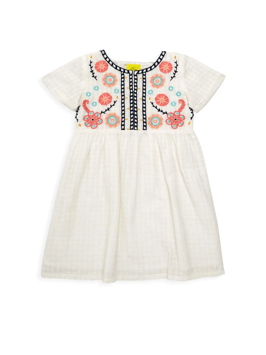 ROBERTA ROLLER RABBIT Girls White/Coral Sylvie Dress $75 NEW