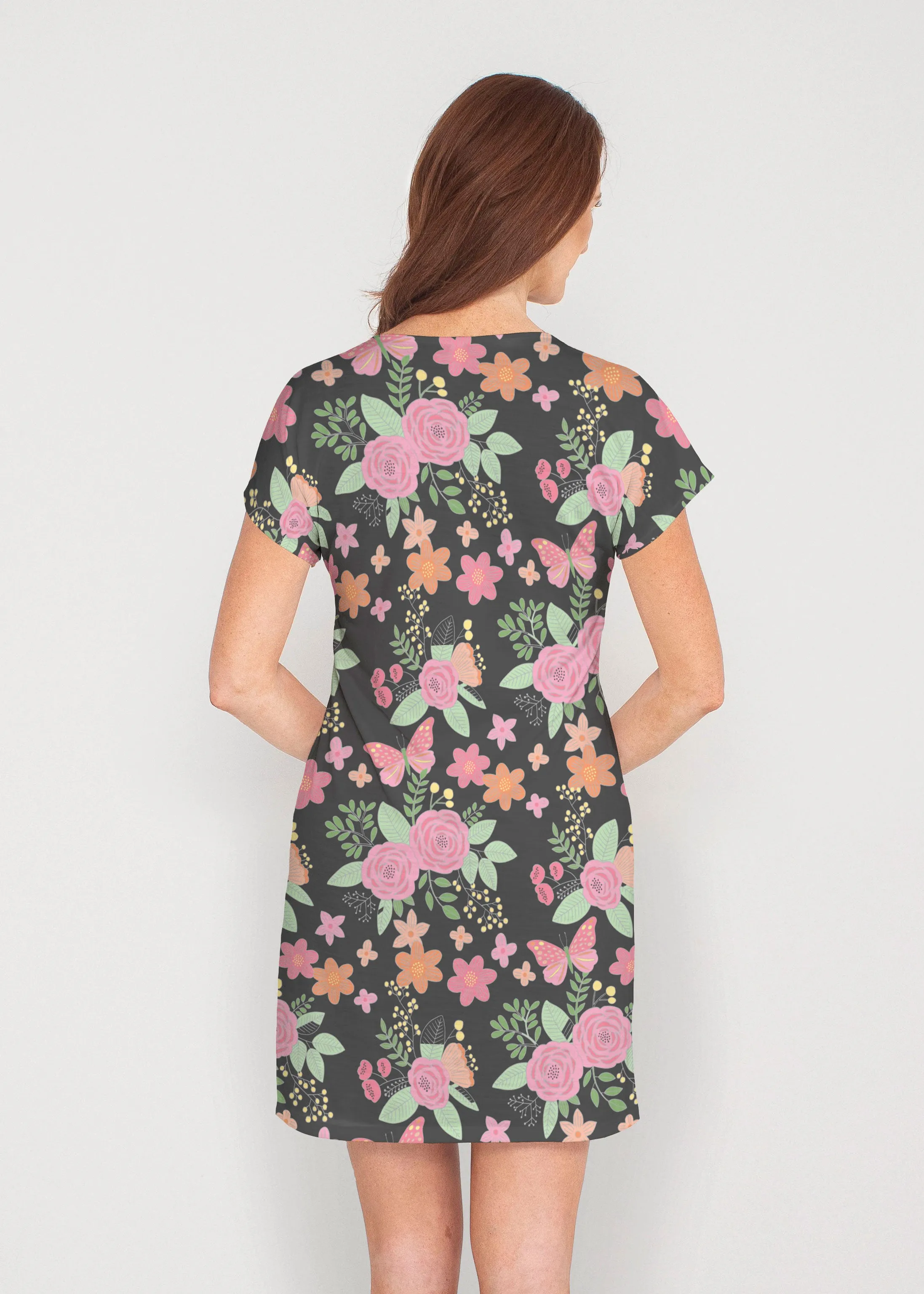 Rosalyn (14298) ~ French Terry Short Sleeve Crew Dress