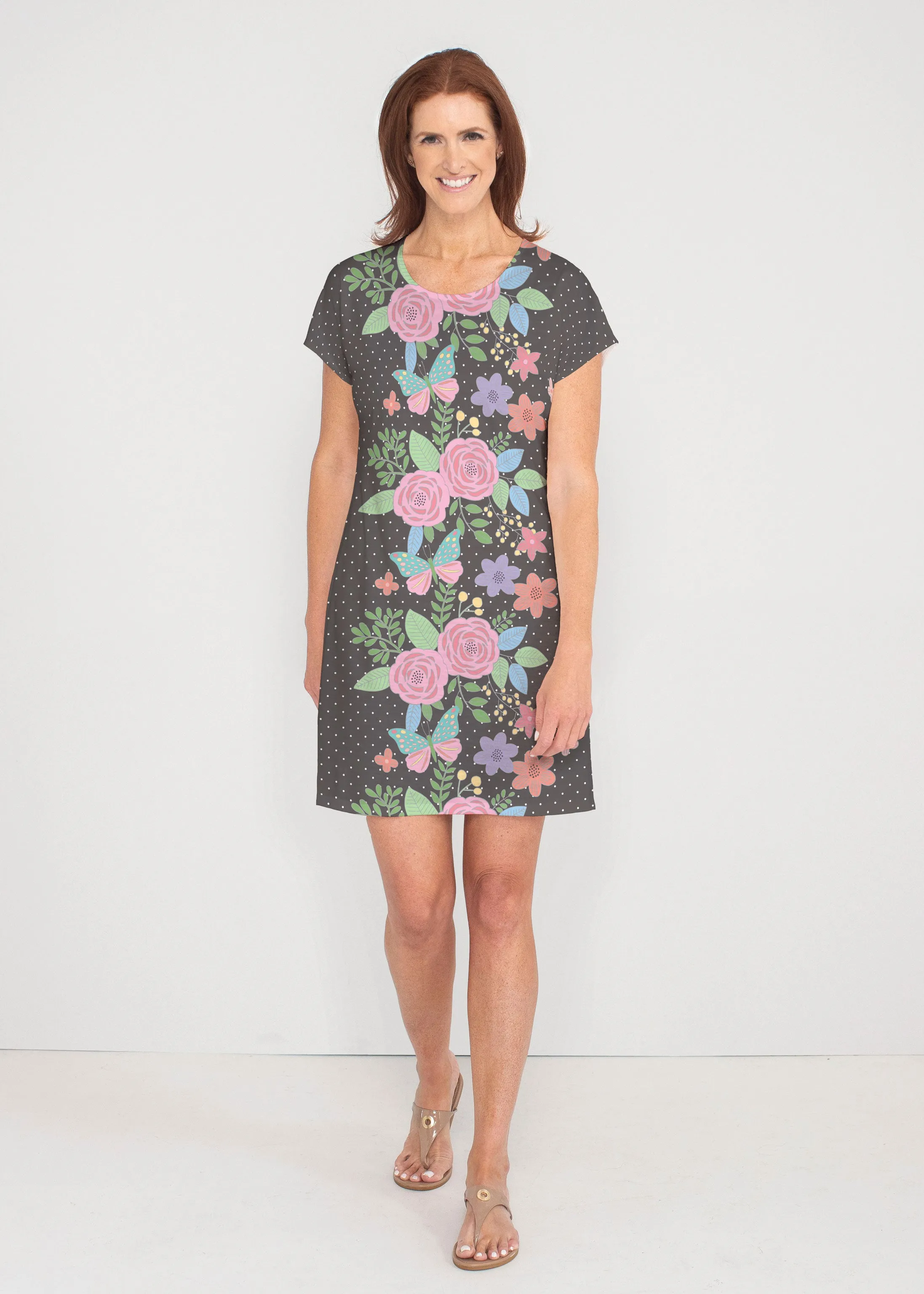 Rosalyn (14298) ~ French Terry Short Sleeve Crew Dress