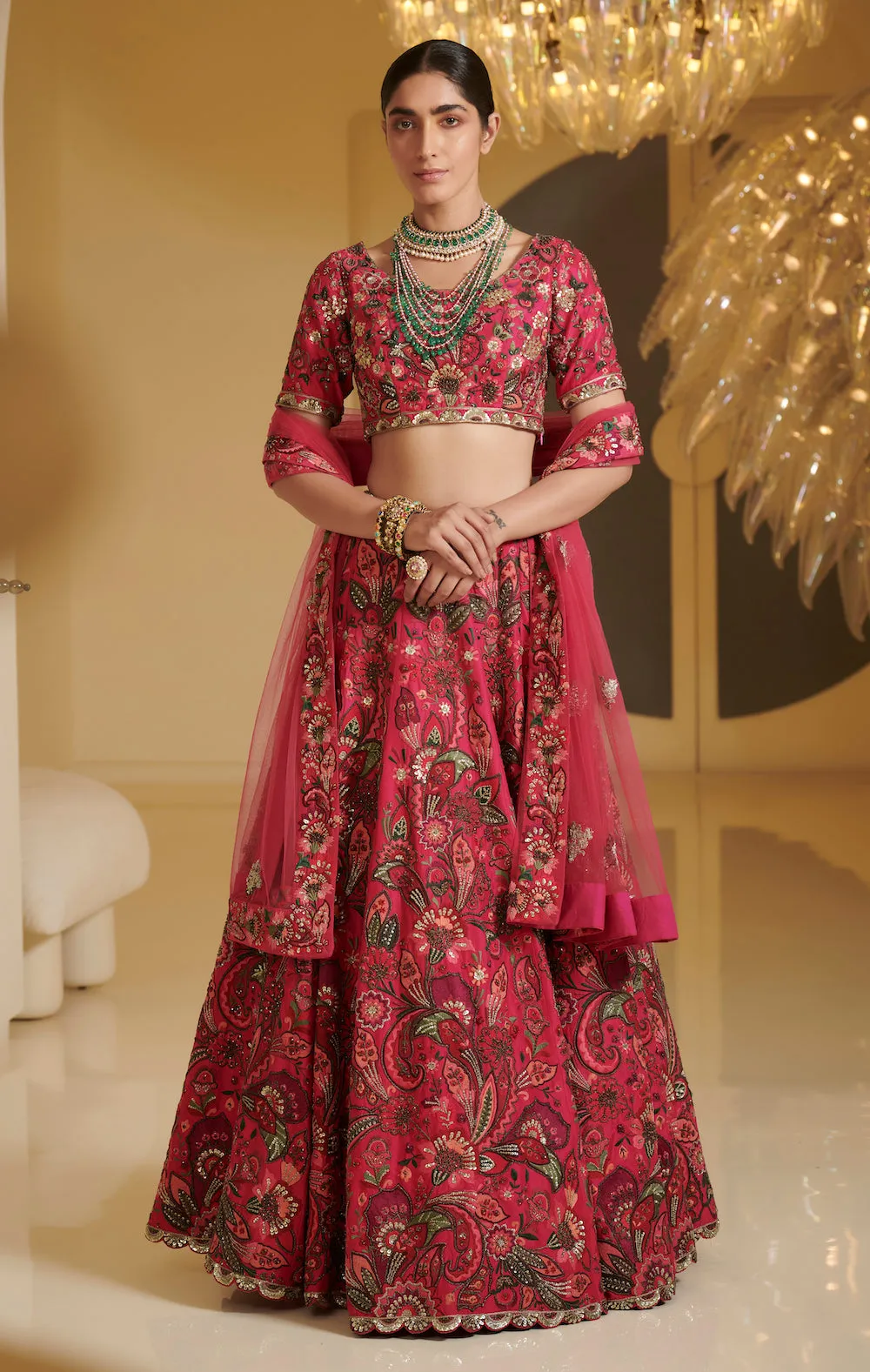 Rose Embroidered Lehenga Set