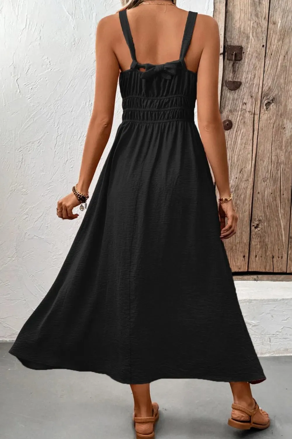Ruched Wide Strap Cami Dress