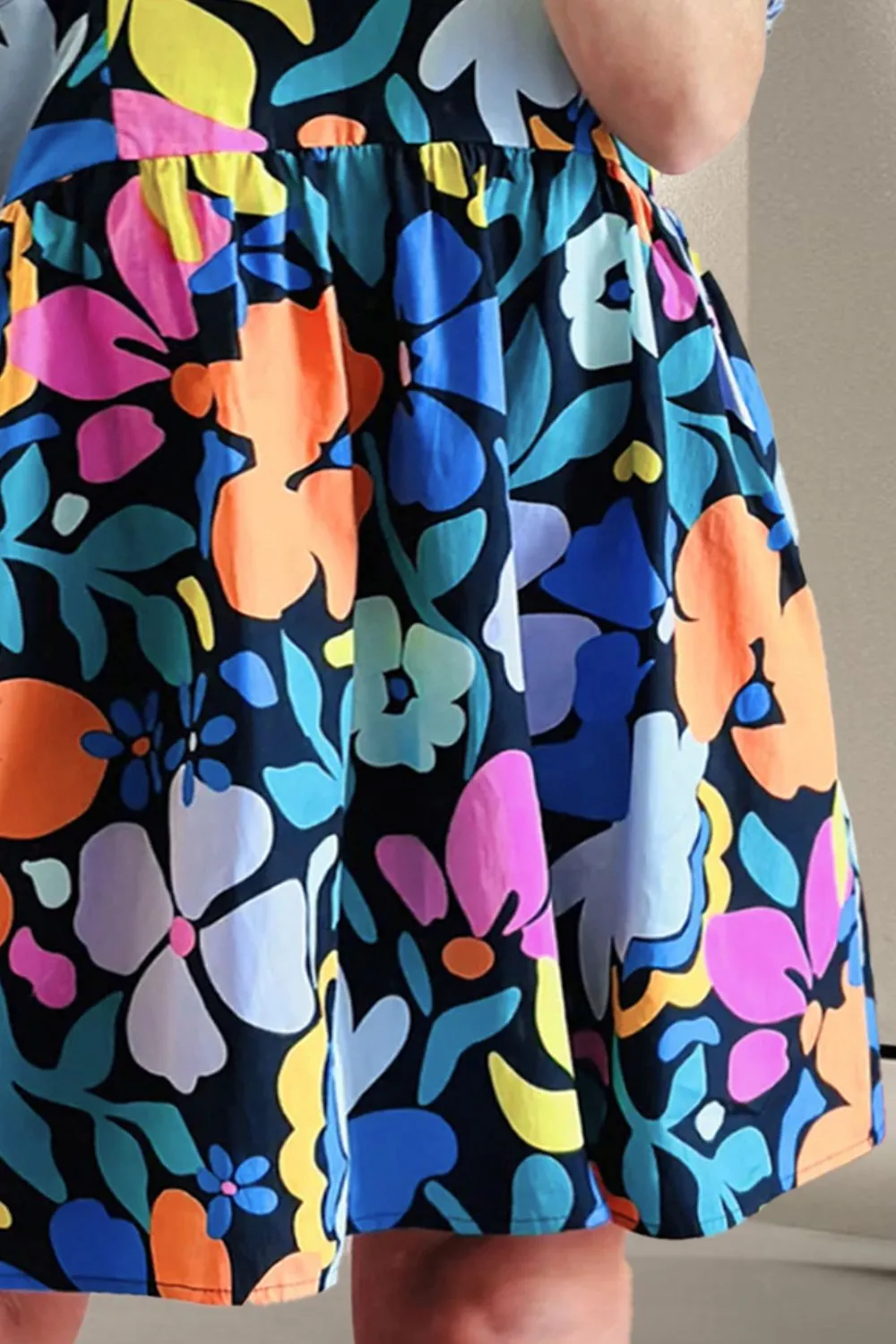 Rylan Plus Size Printed V-Neck Short Sleeve Mini Dress