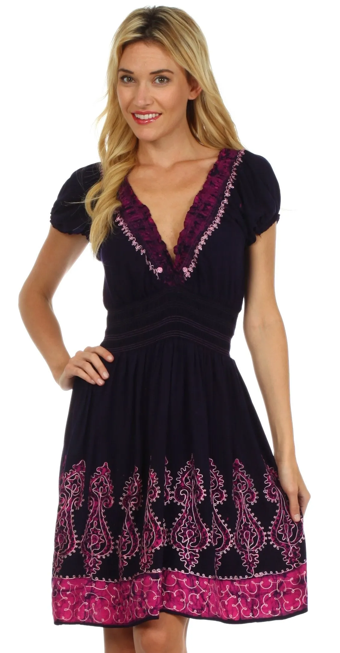 Sakkas Ladli Batik Embroidered Dress