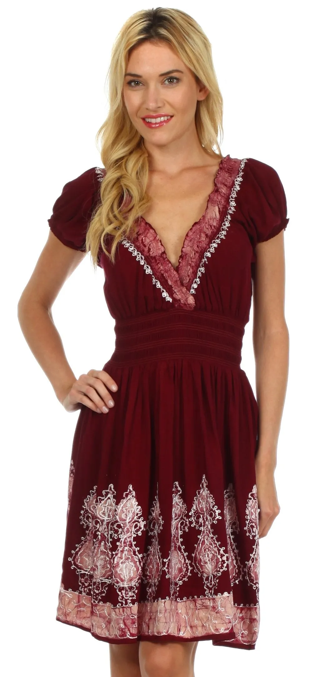 Sakkas Ladli Batik Embroidered Dress