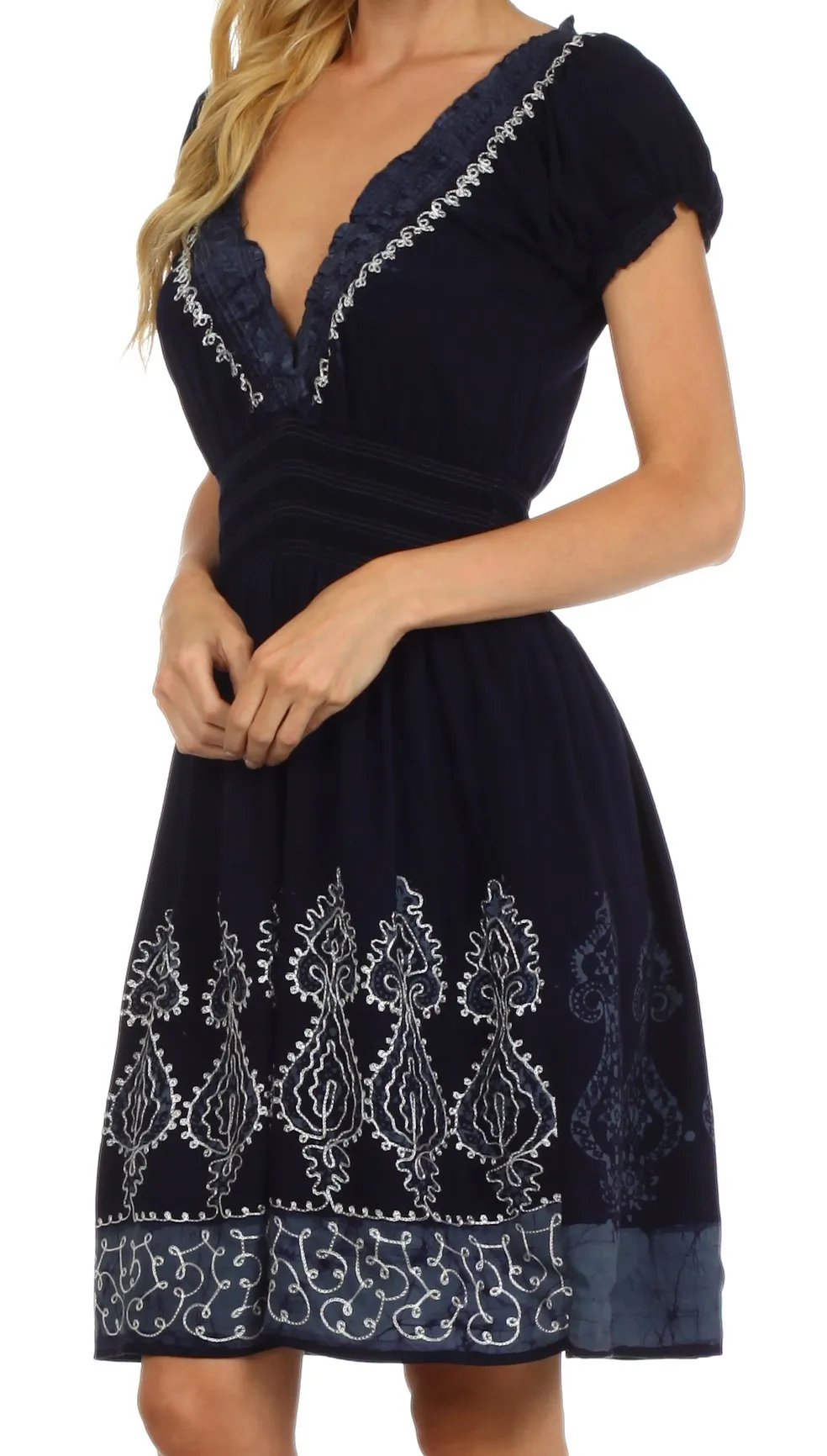 Sakkas Ladli Batik Embroidered Dress