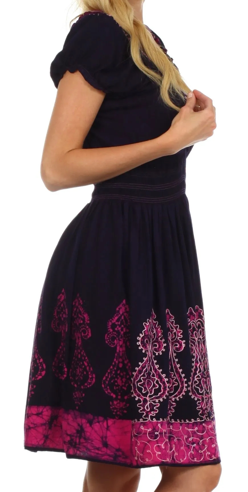 Sakkas Ladli Batik Embroidered Dress