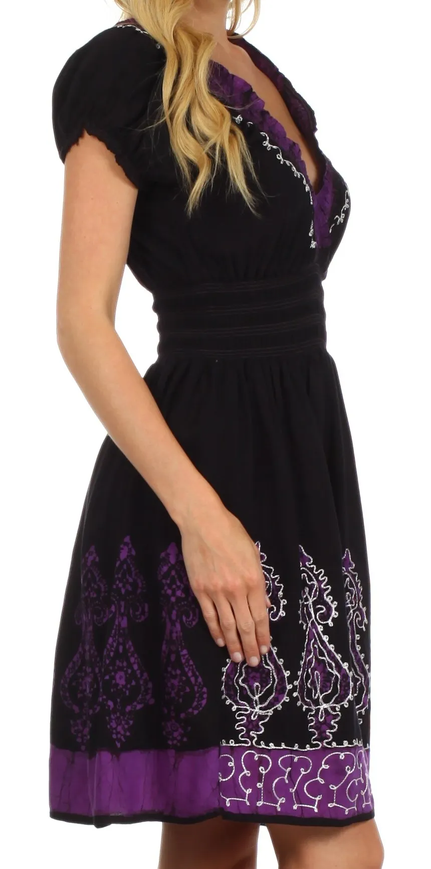 Sakkas Ladli Batik Embroidered Dress