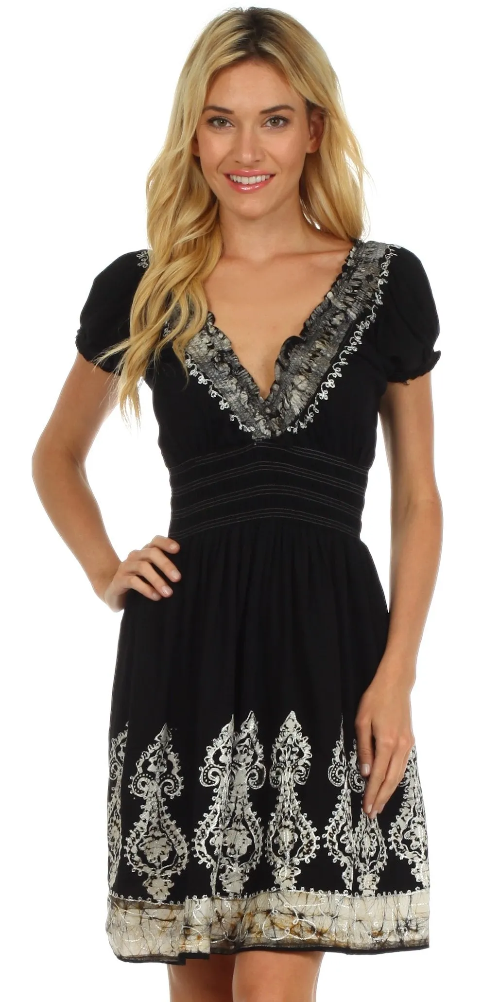 Sakkas Ladli Batik Embroidered Dress