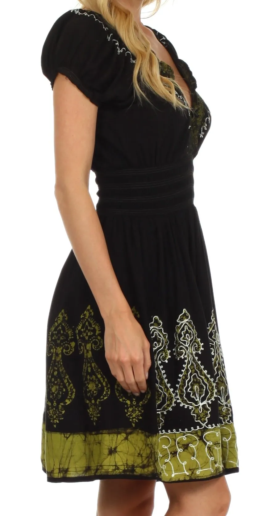 Sakkas Ladli Batik Embroidered Dress